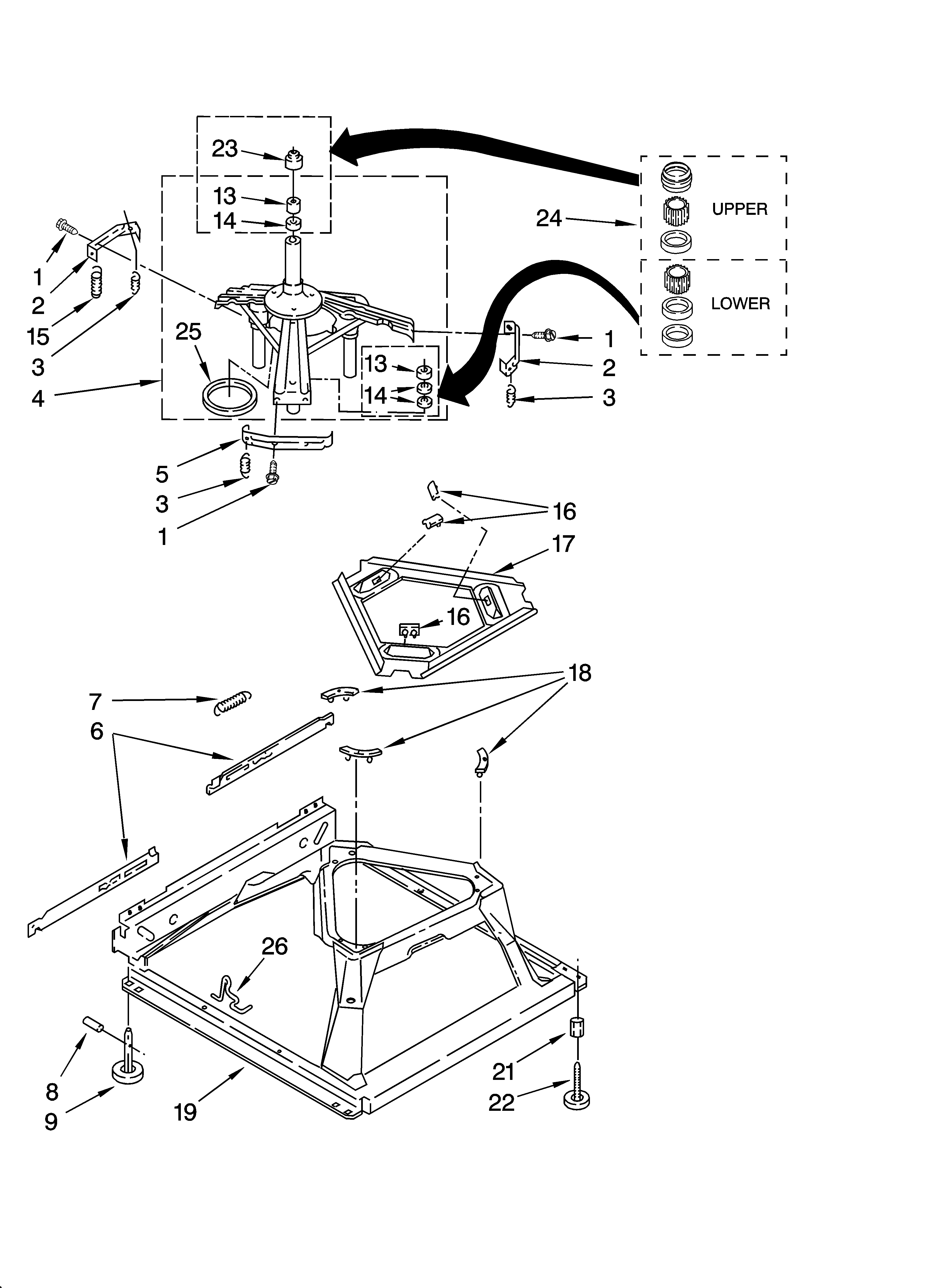 Whirlpool 2DLXR7244MQ2 machine base parts diagram