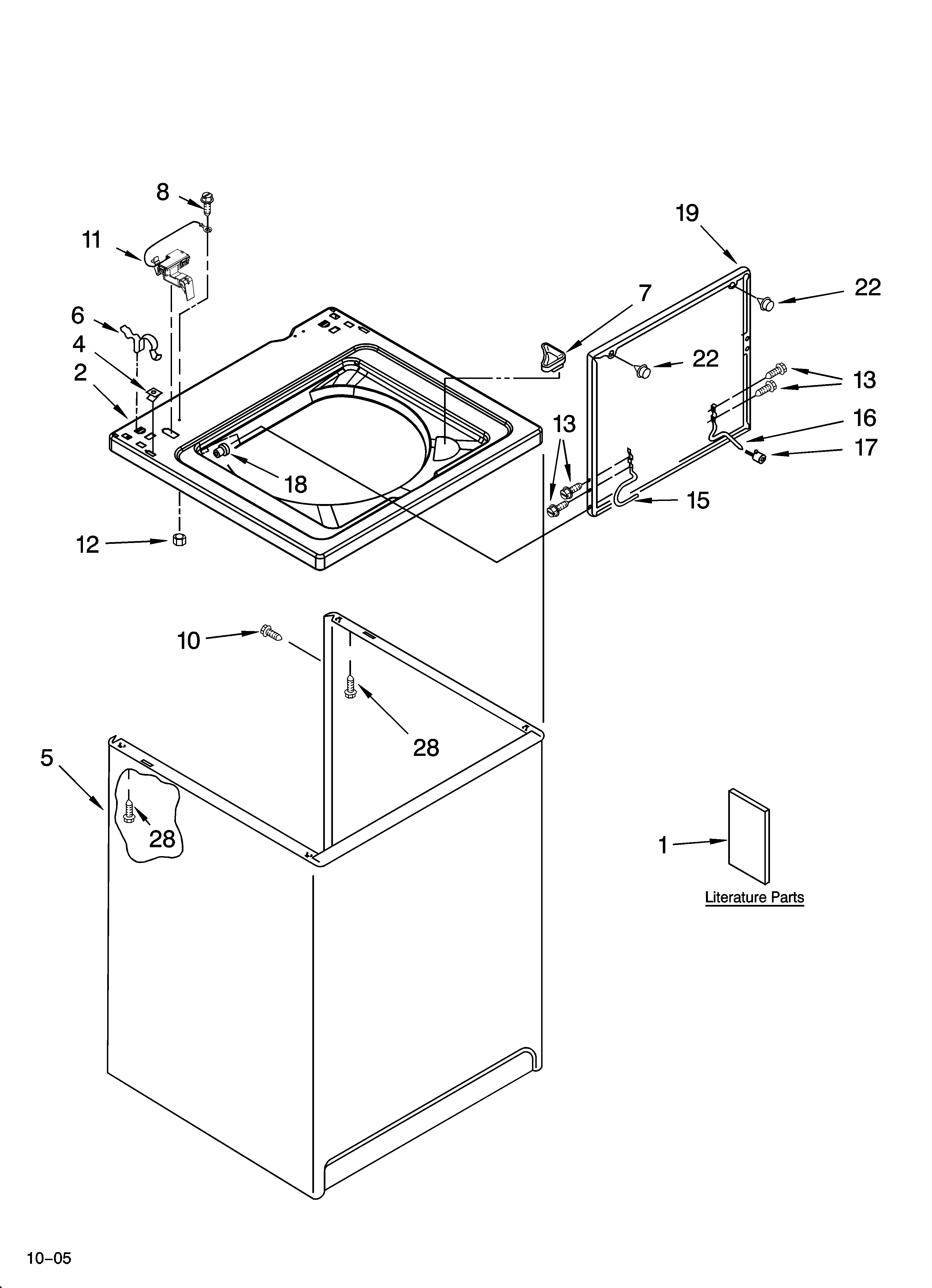Whirlpool 7MLBR6103PQ1 top and cabinet parts diagram
