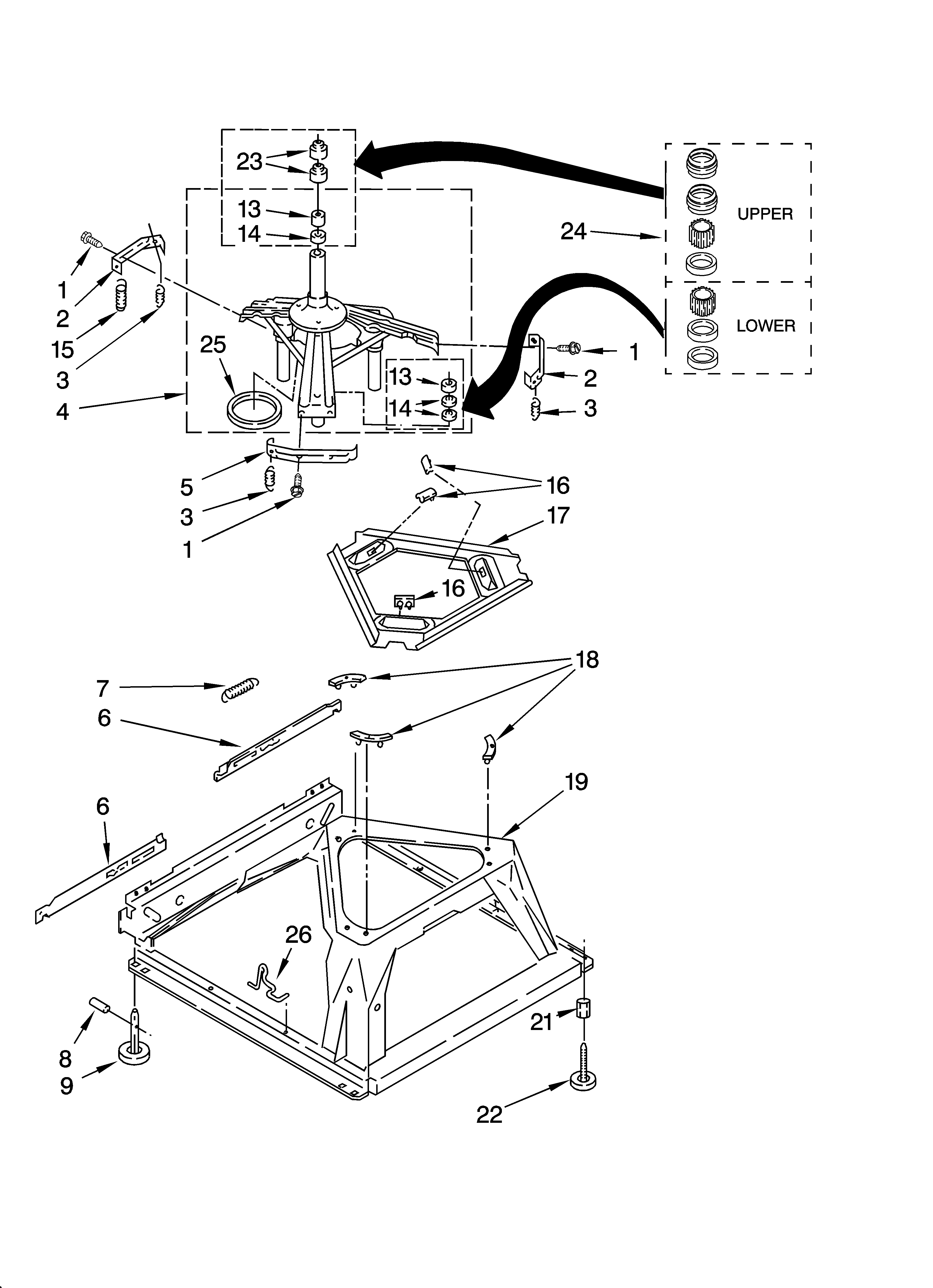 Whirlpool 7MLBR6103PQ1 machine base parts diagram