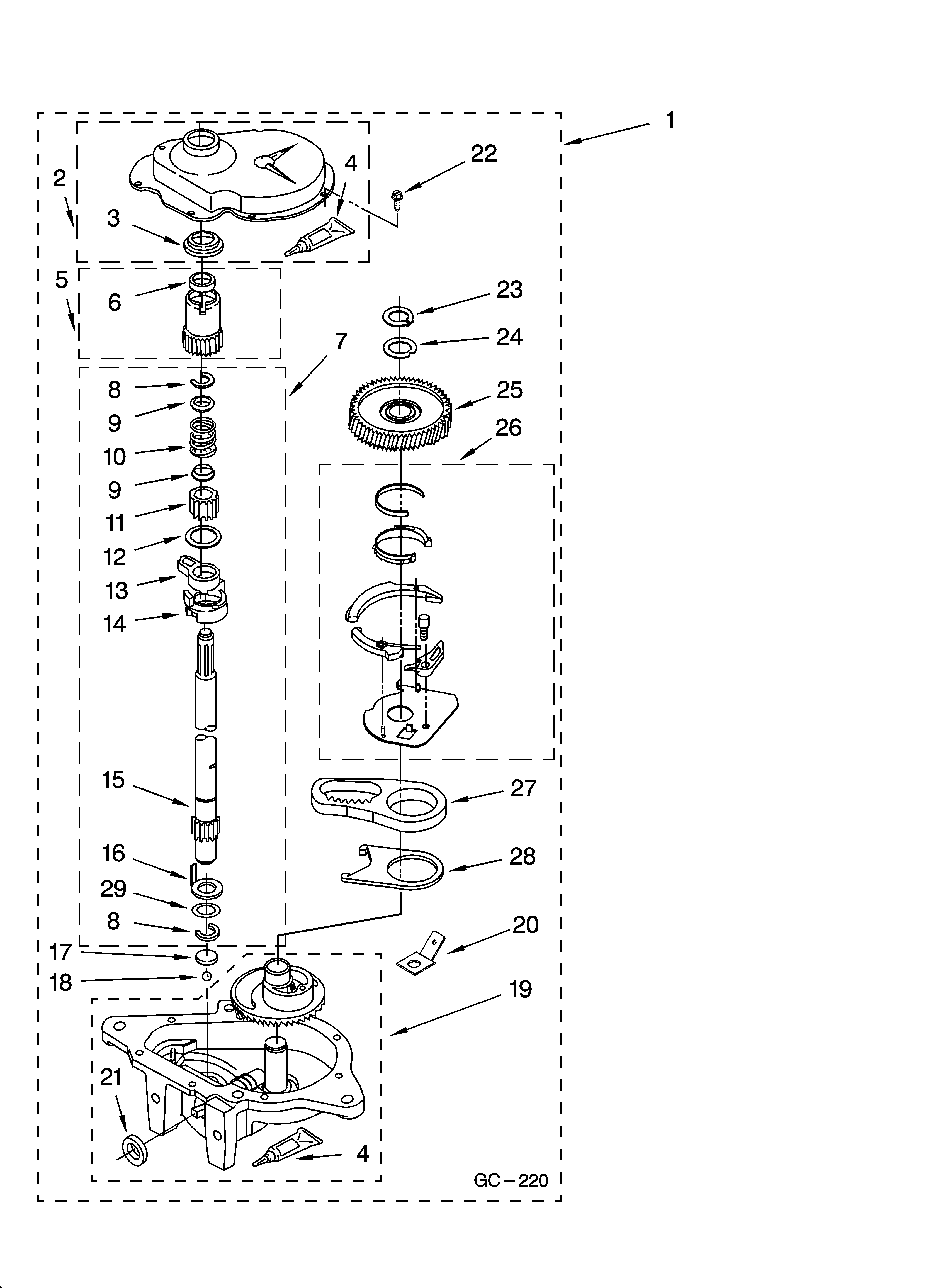 Whirlpool 7MLBR6103PQ1 gearcase parts diagram