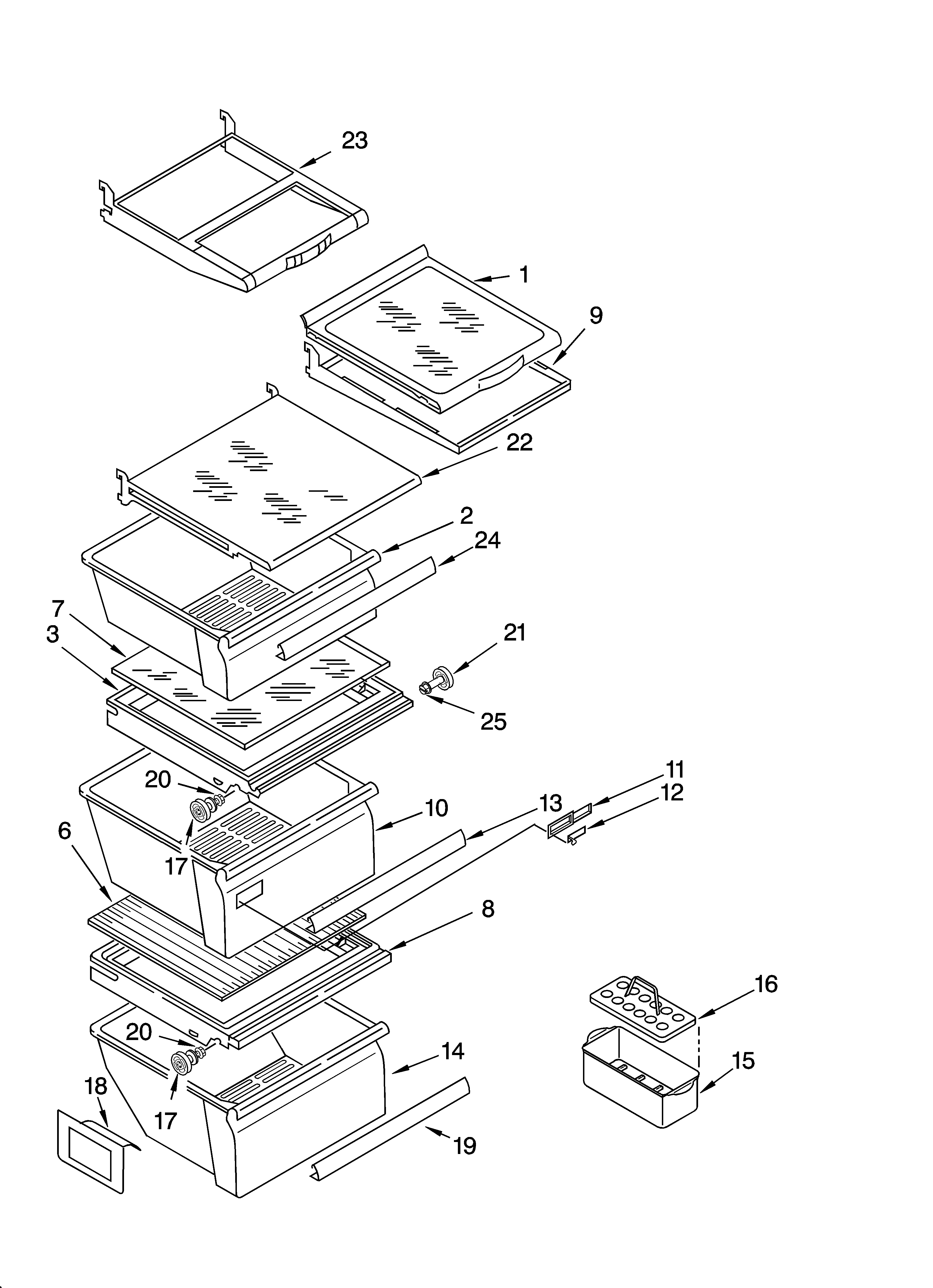 Whirlpool BRS70BBANA01 refrigerator shelf parts diagram