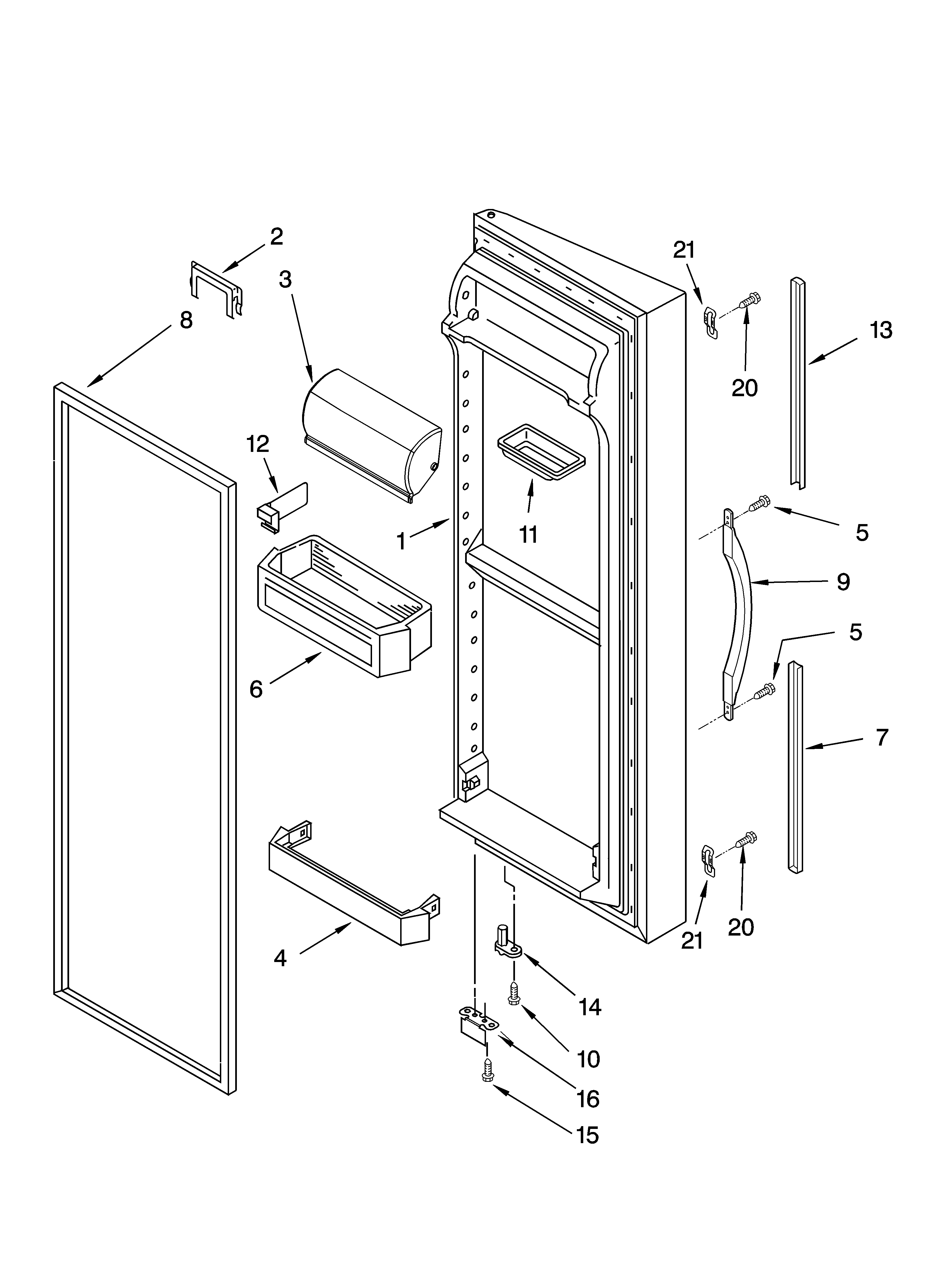 Whirlpool BRS70BBANA01 refrigerator door parts diagram