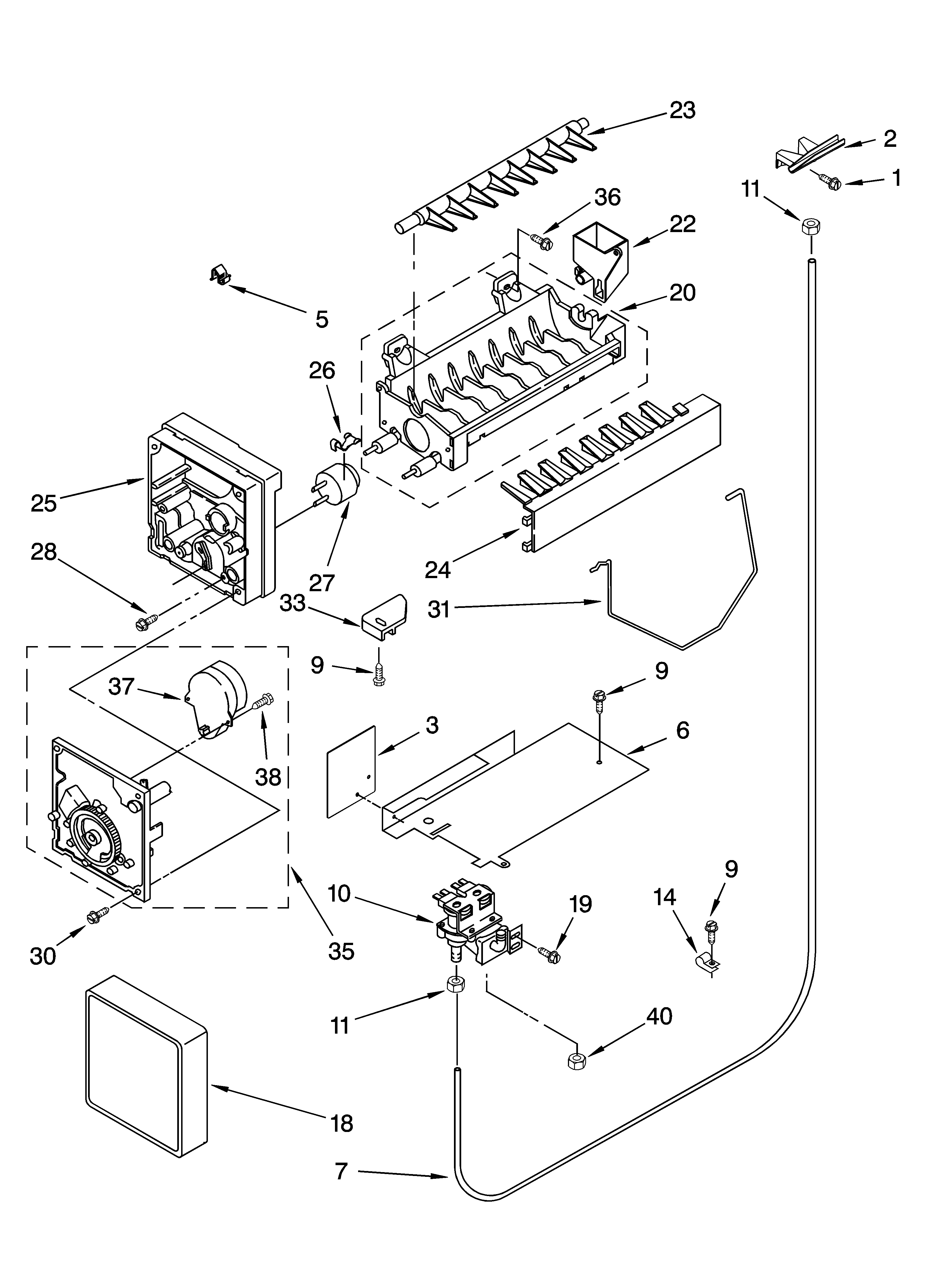 Whirlpool BRS70BBANA01 icemaker parts, optional parts diagram