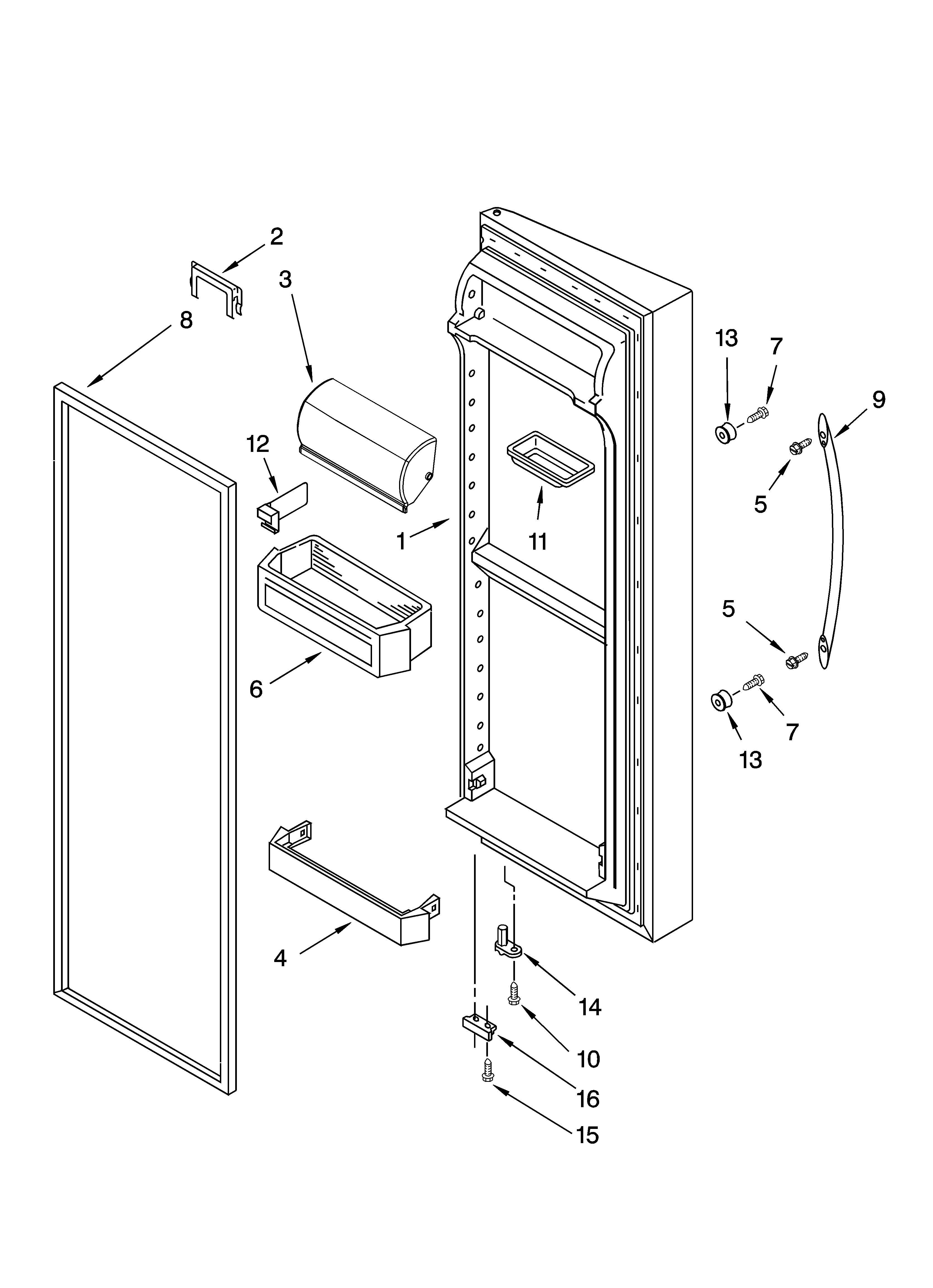 Whirlpool BRS70YRANA02 refrigerator door parts diagram