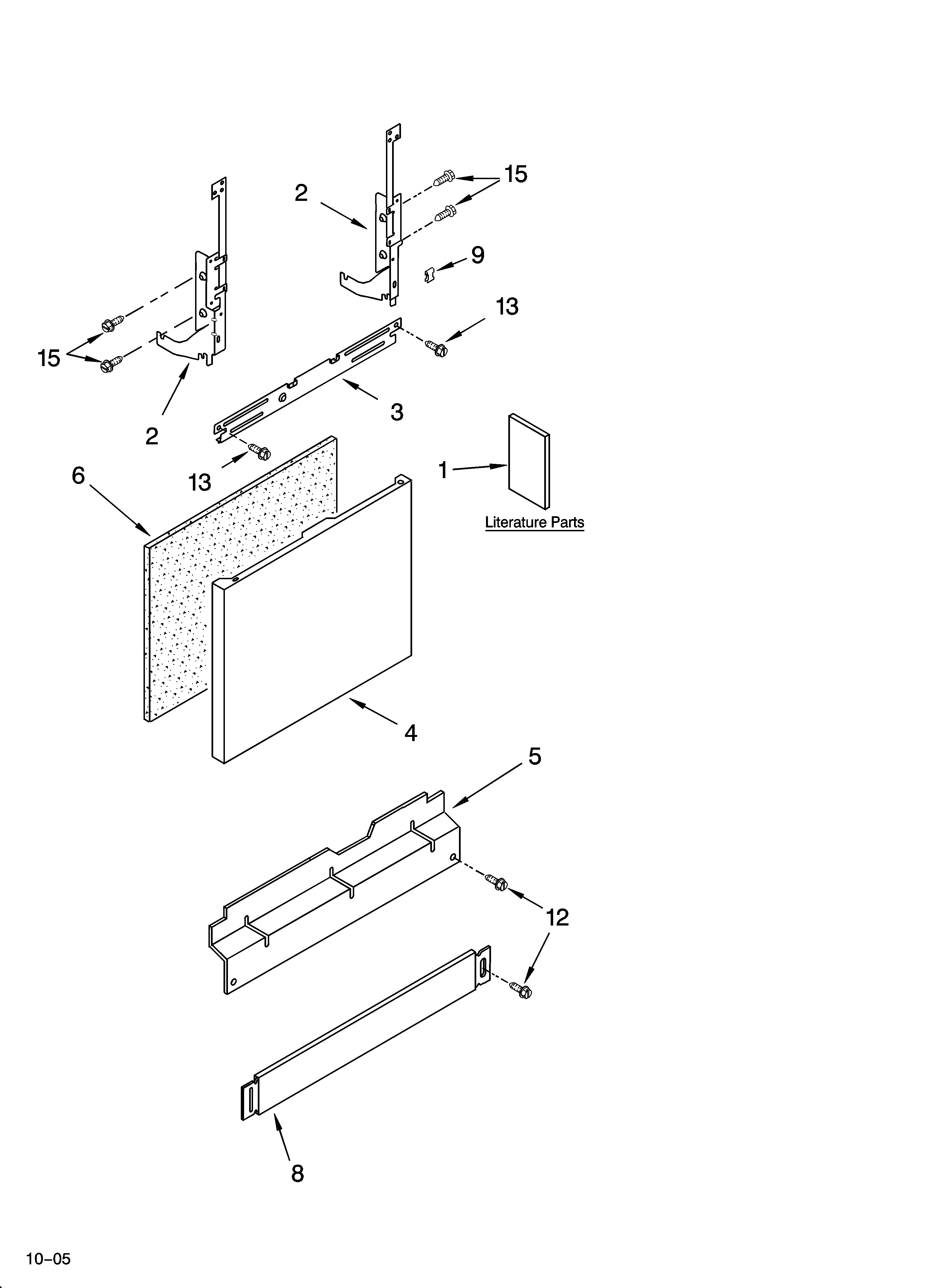 Whirlpool DU1101XTPS7 door and panel parts diagram