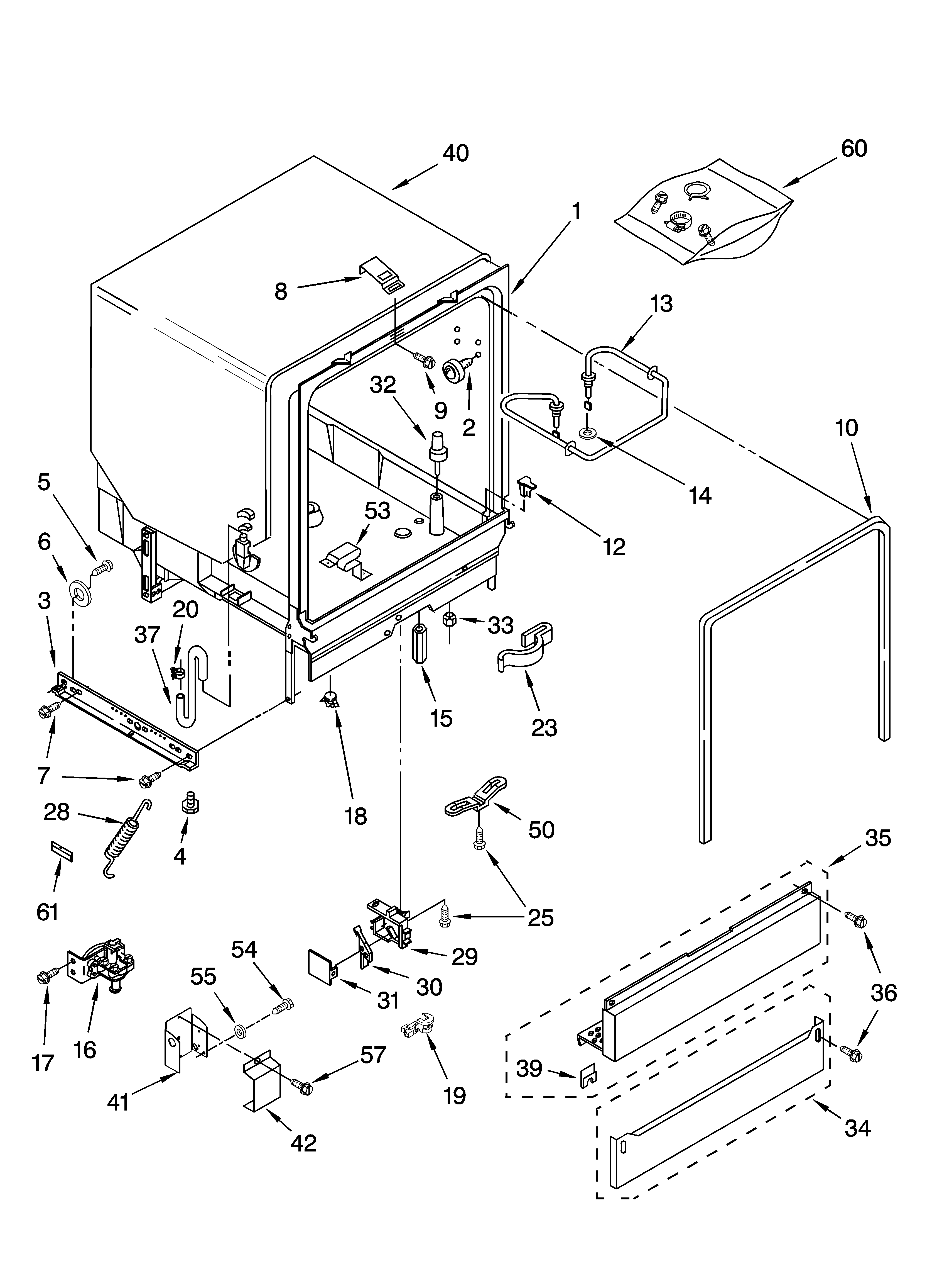 Whirlpool DU948PWPB2 tub assembly parts diagram