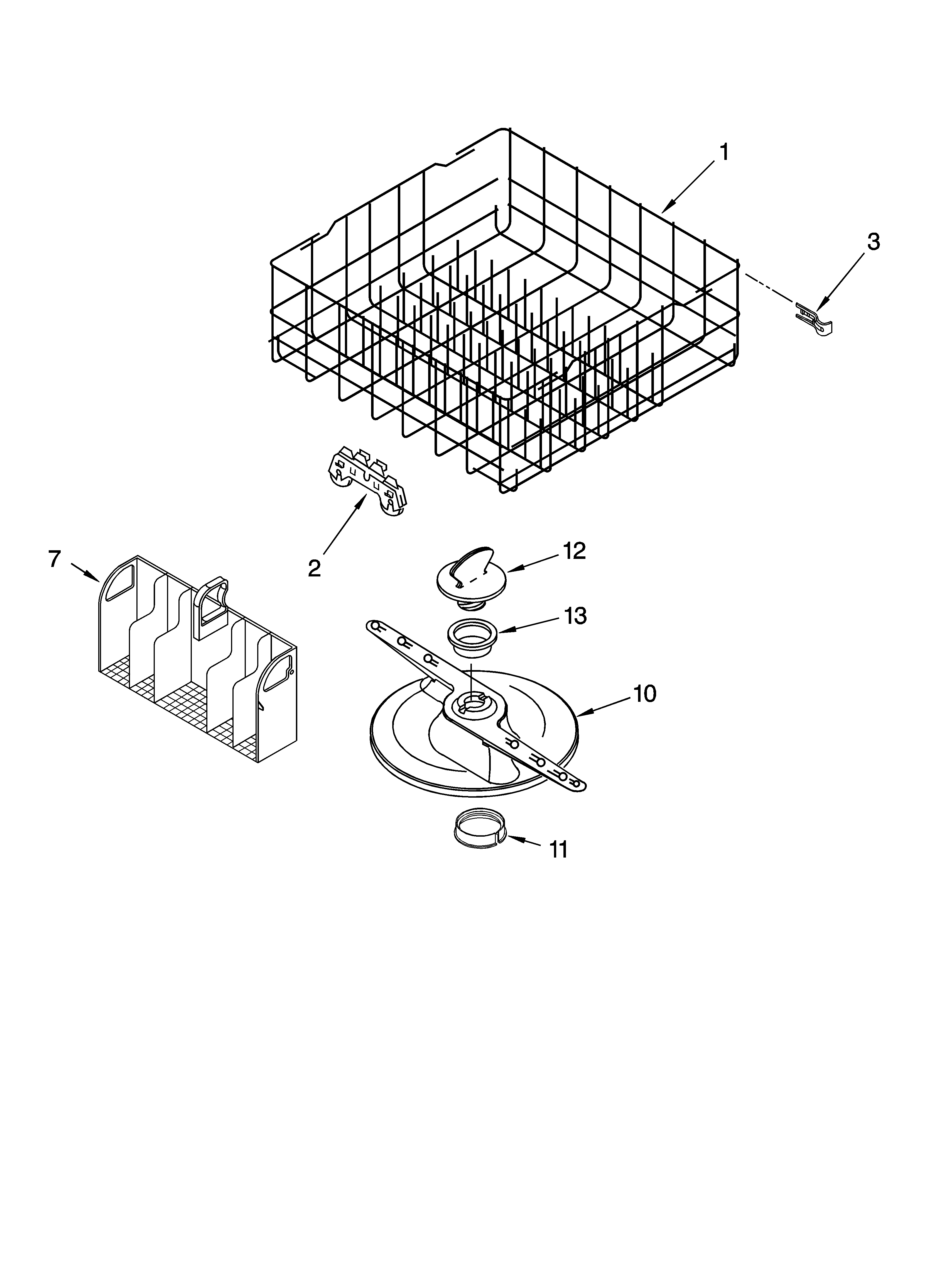 Whirlpool DU948PWPB2 lower dishrack parts, optional parts diagram