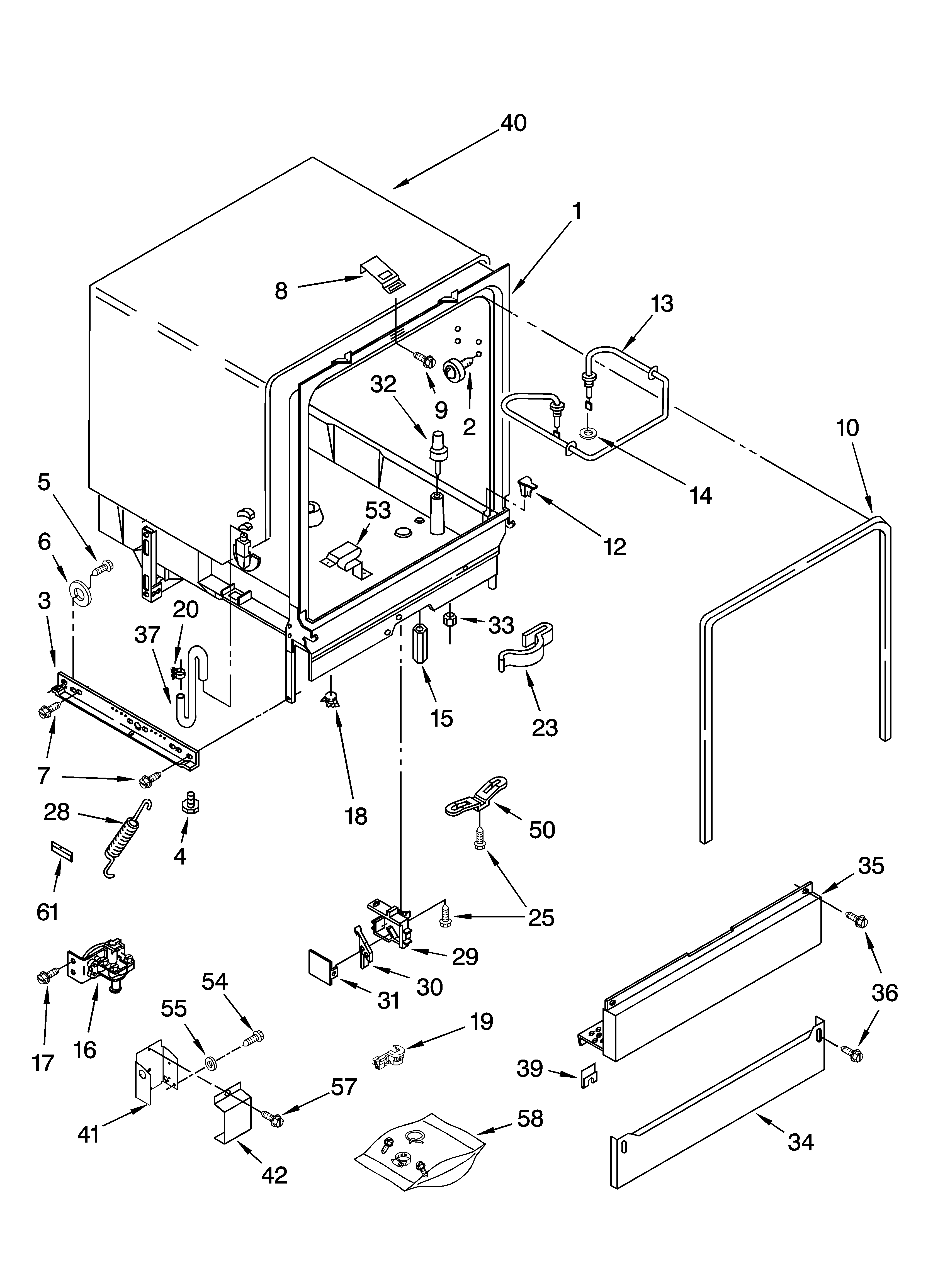 Whirlpool DUL140PPQ1 tub assembly parts diagram