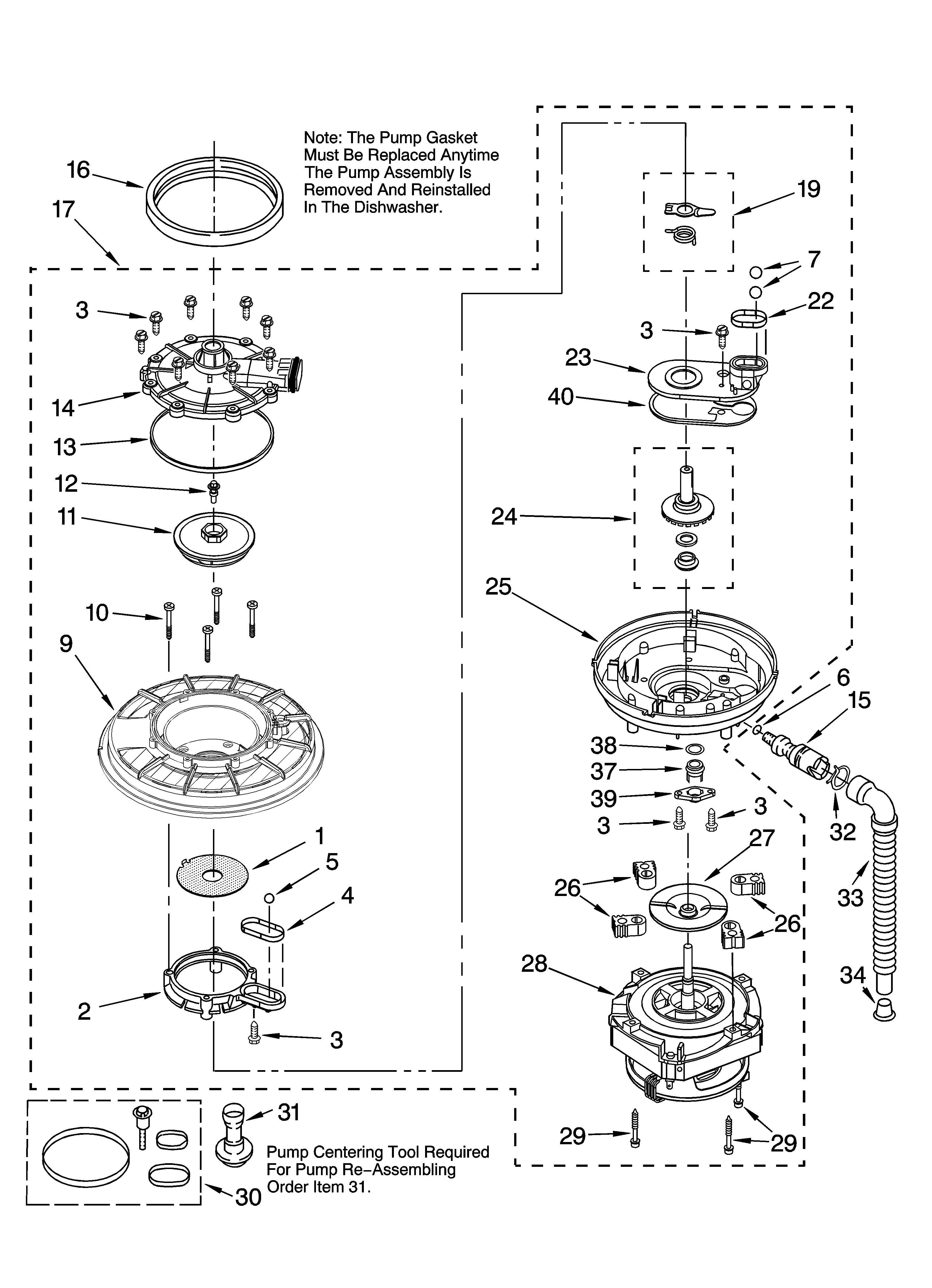 Whirlpool DUL140PPQ1 pump and motor parts diagram