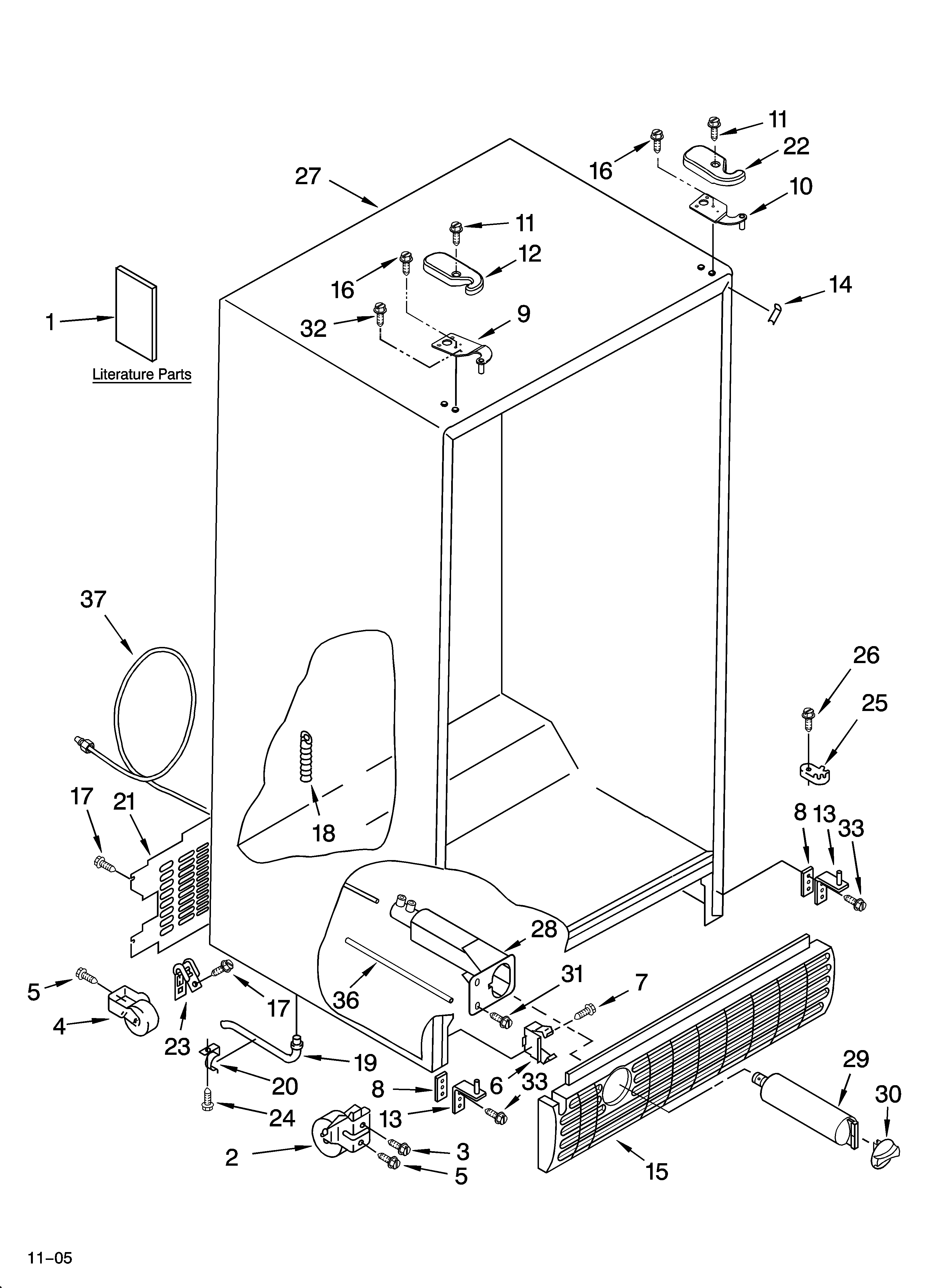 Whirlpool ED2FHEXNS01 cabinet parts diagram