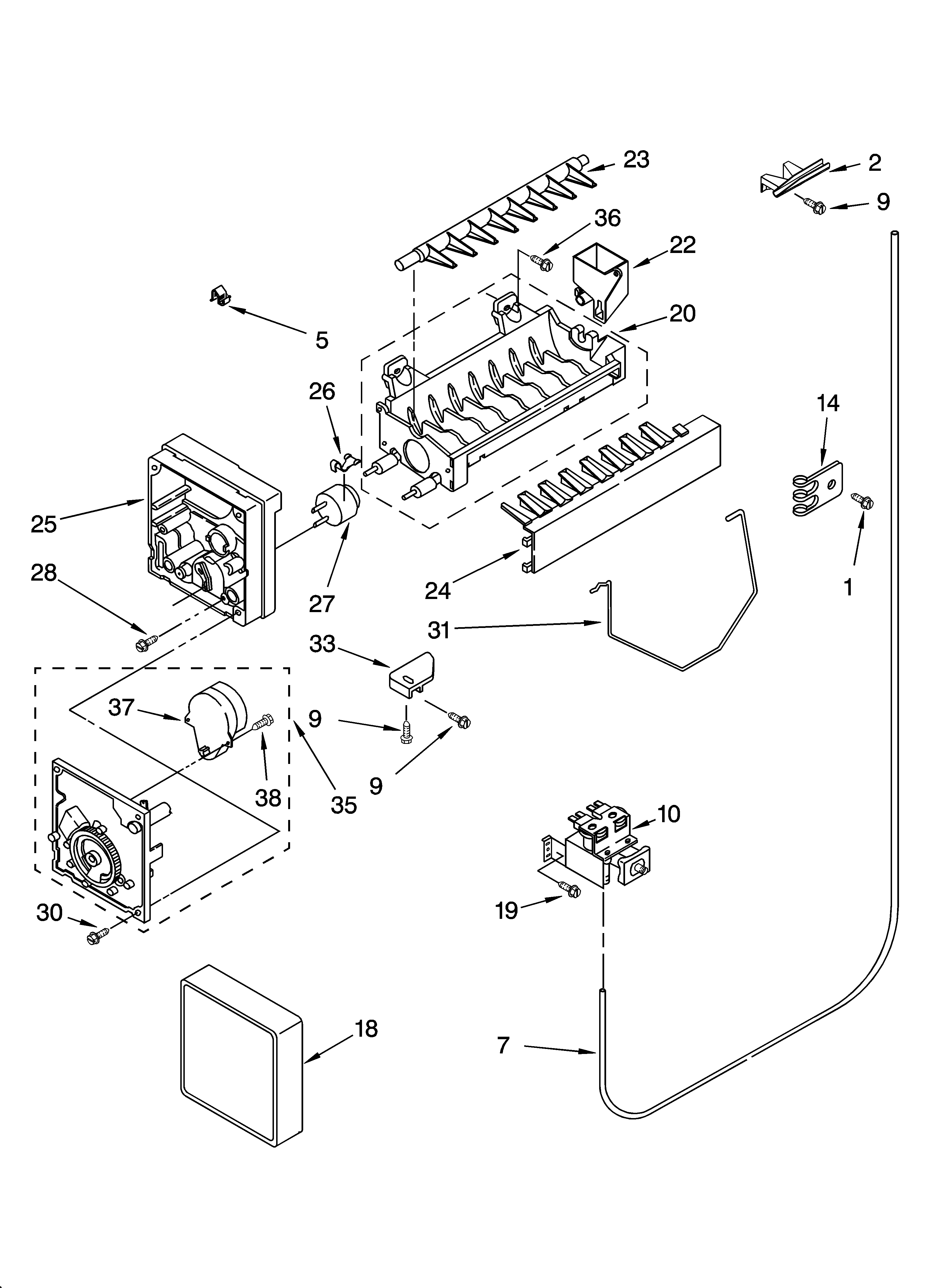 Whirlpool ED2FHEXNS01 icemaker parts, optional parts diagram