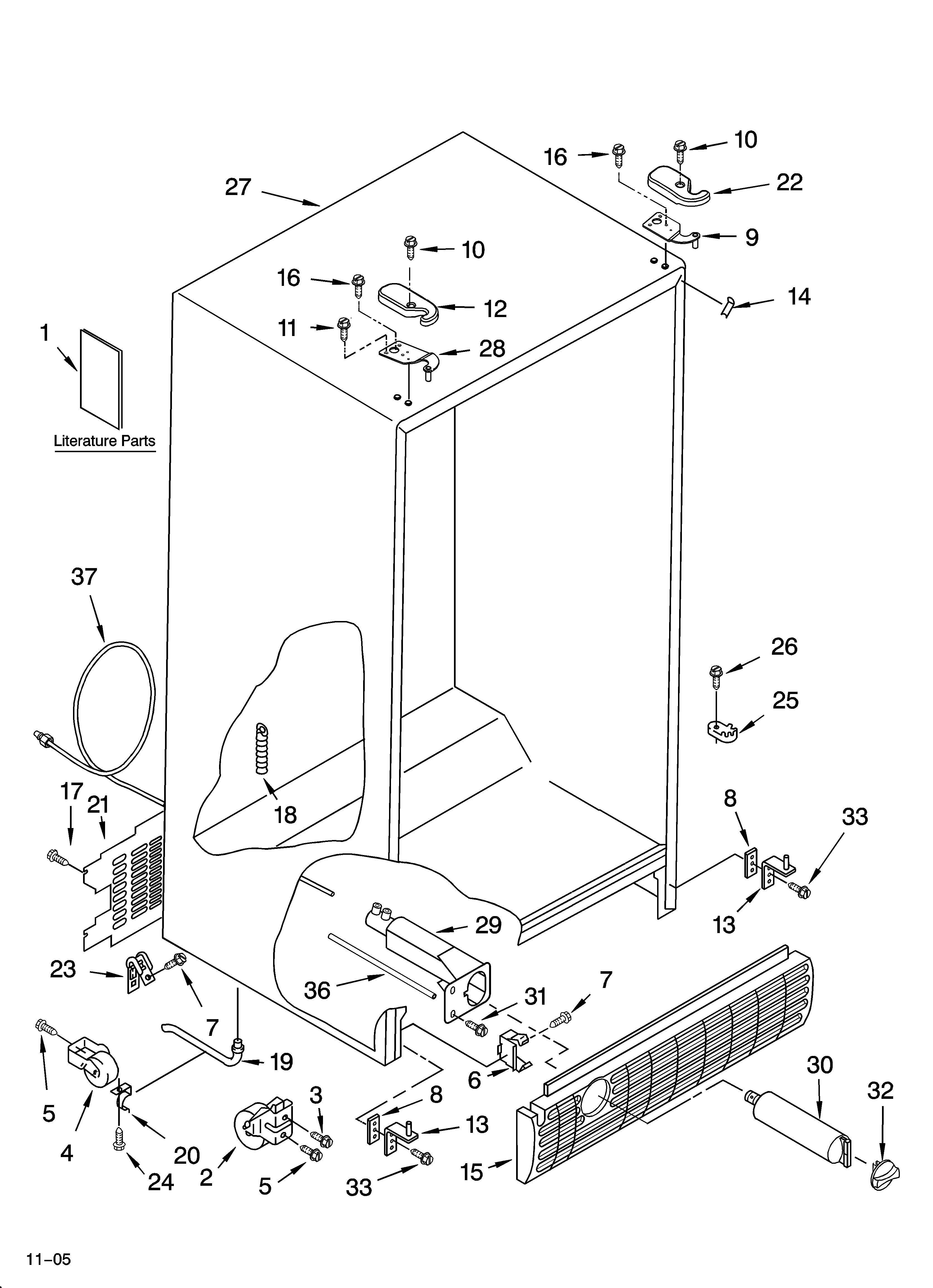 Whirlpool ED2GHEXNL01 cabinet parts diagram
