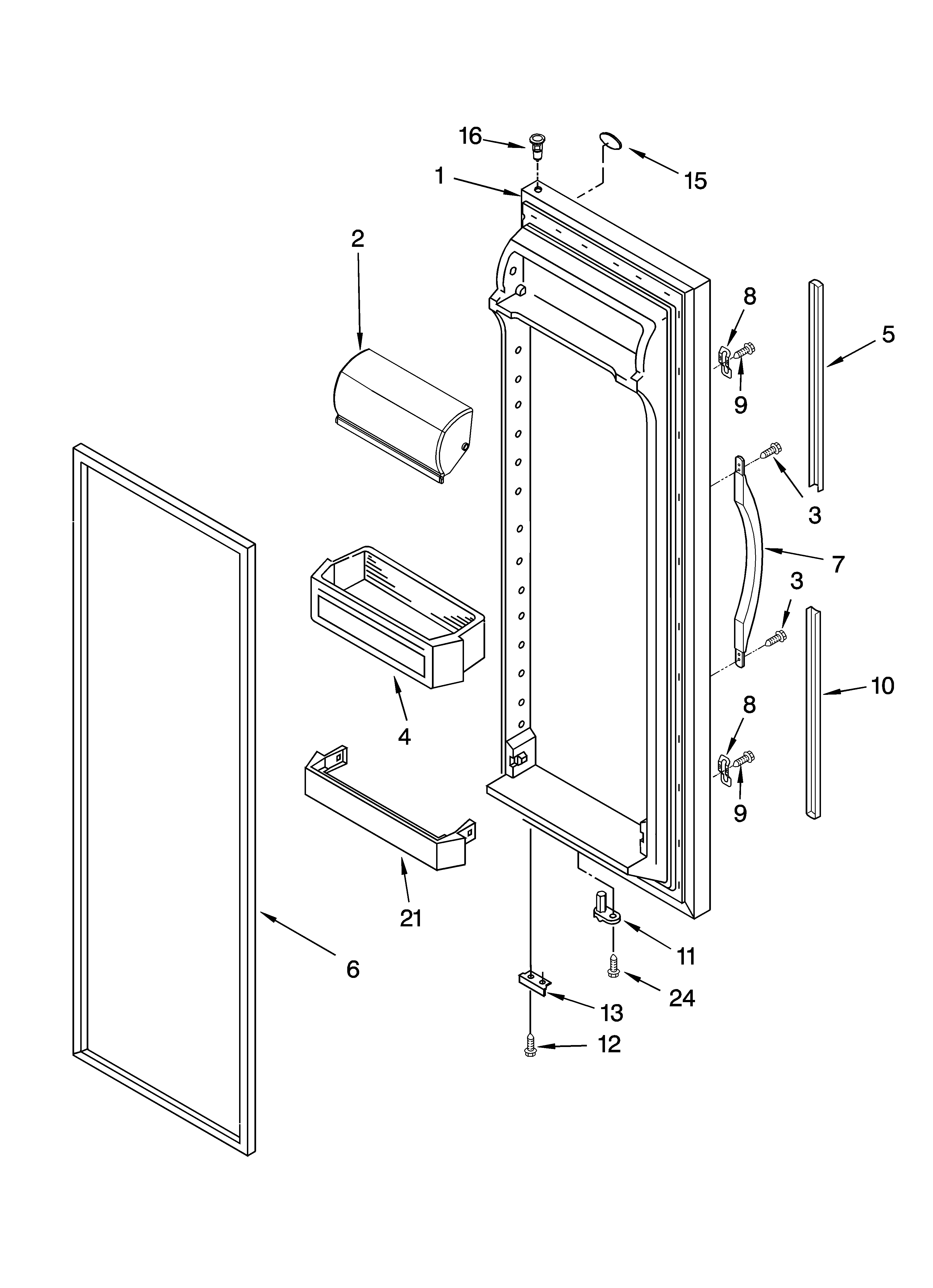 Whirlpool ED2GHEXNL01 refrigerator door parts diagram