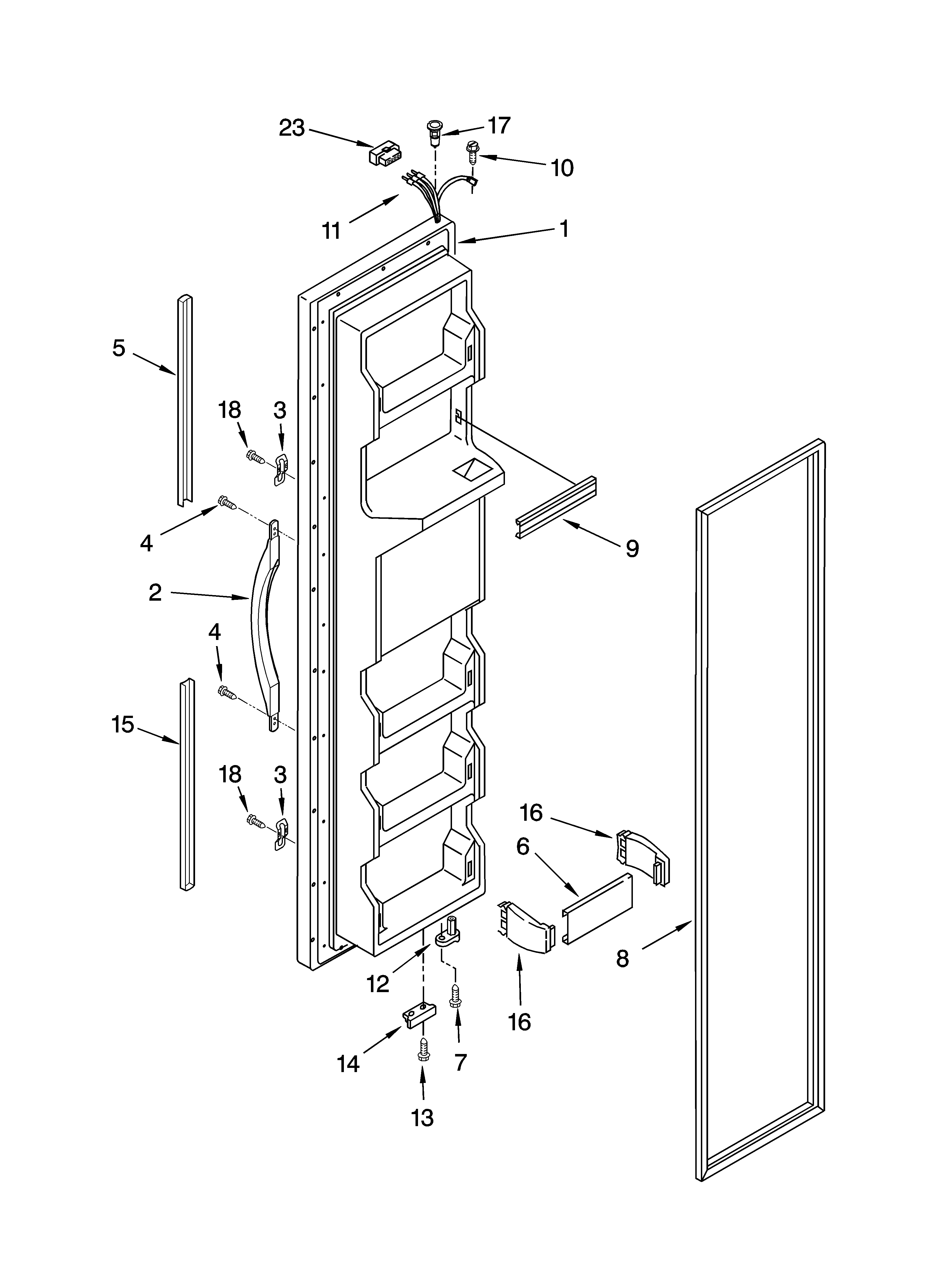 Whirlpool ED2GHEXNL01 freezer door parts diagram