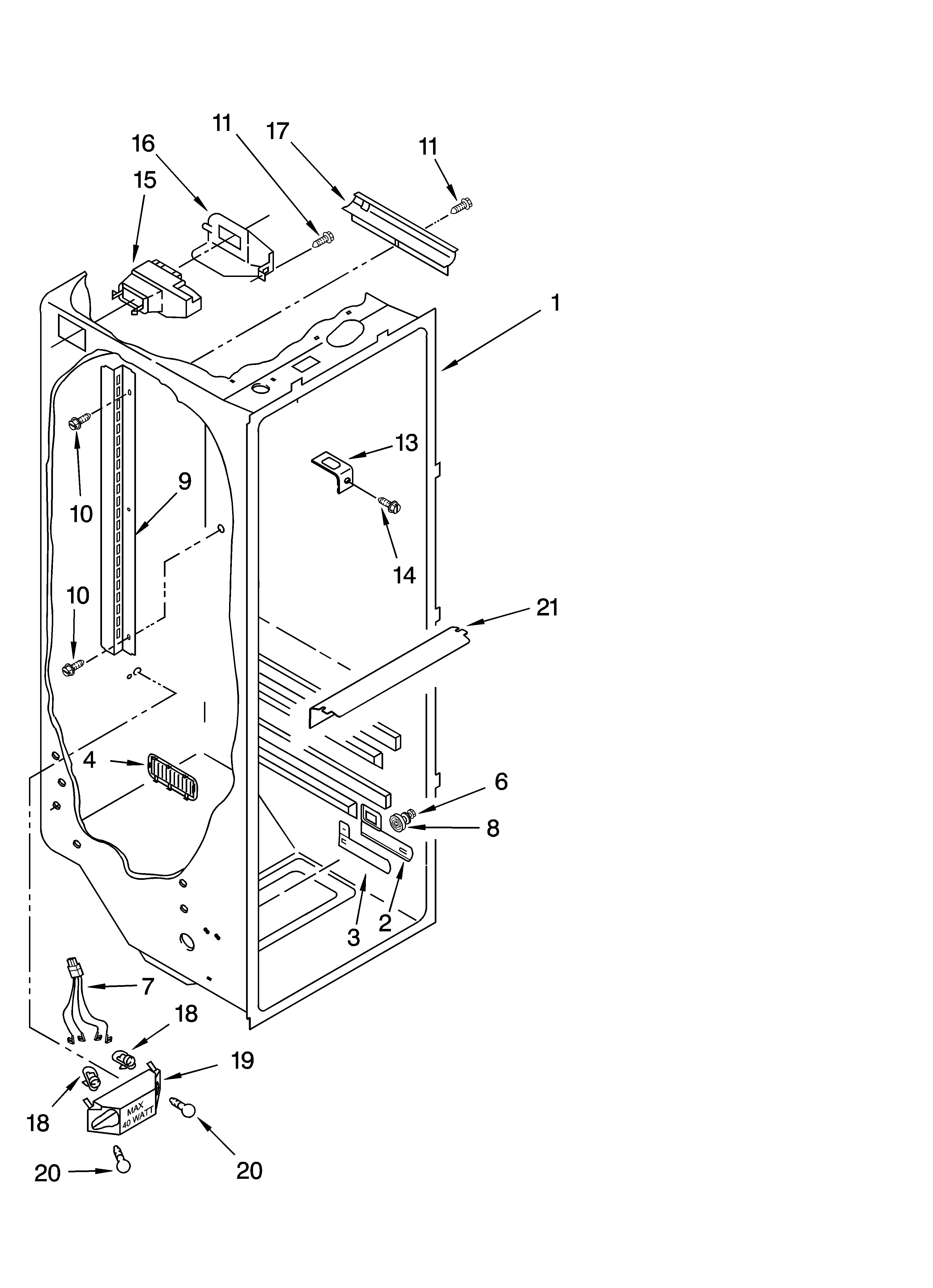 Whirlpool ED2GTKXNQ01 refrigerator liner parts diagram