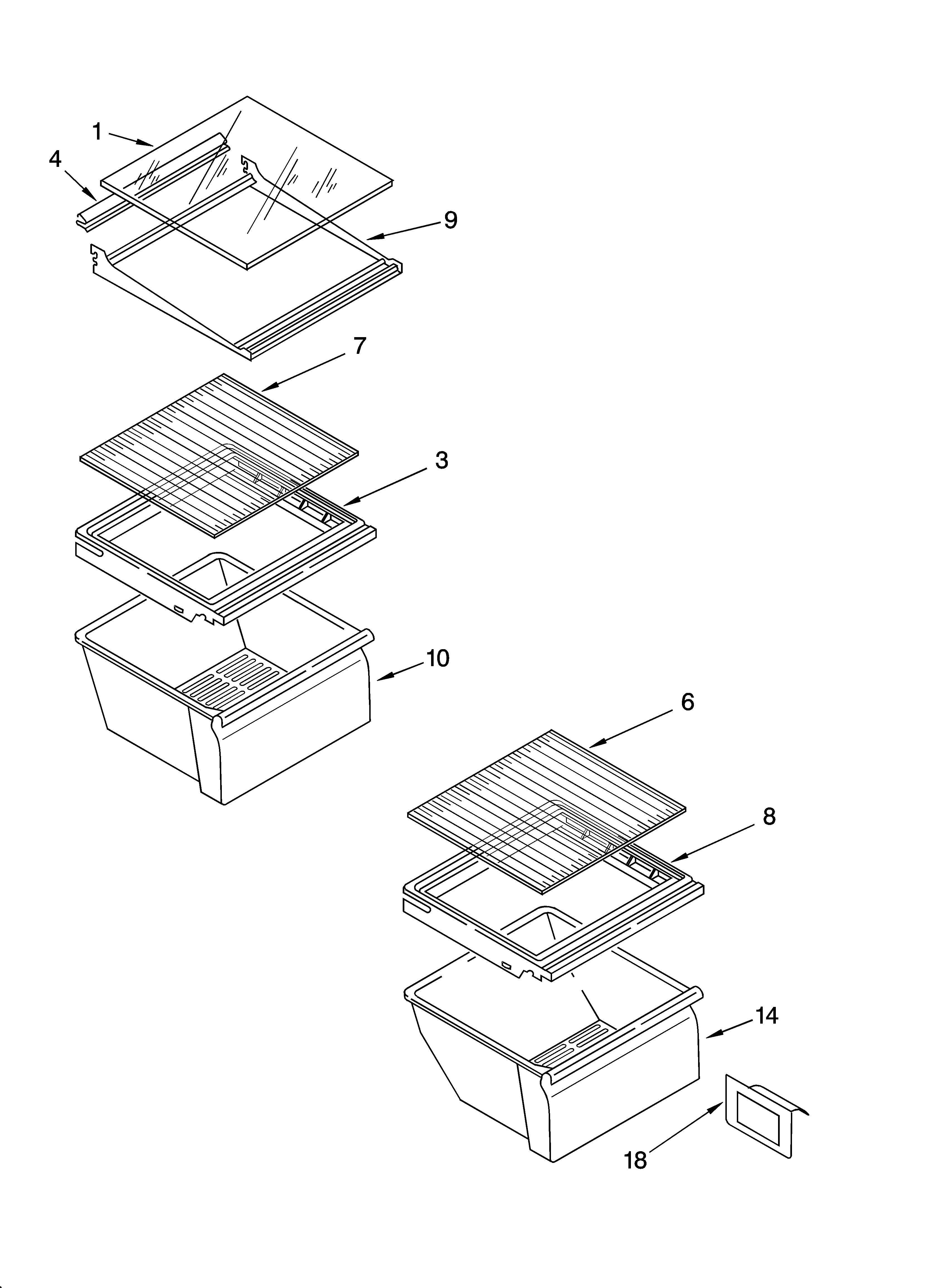 Whirlpool ED2GTKXNQ01 refrigerator shelf parts diagram