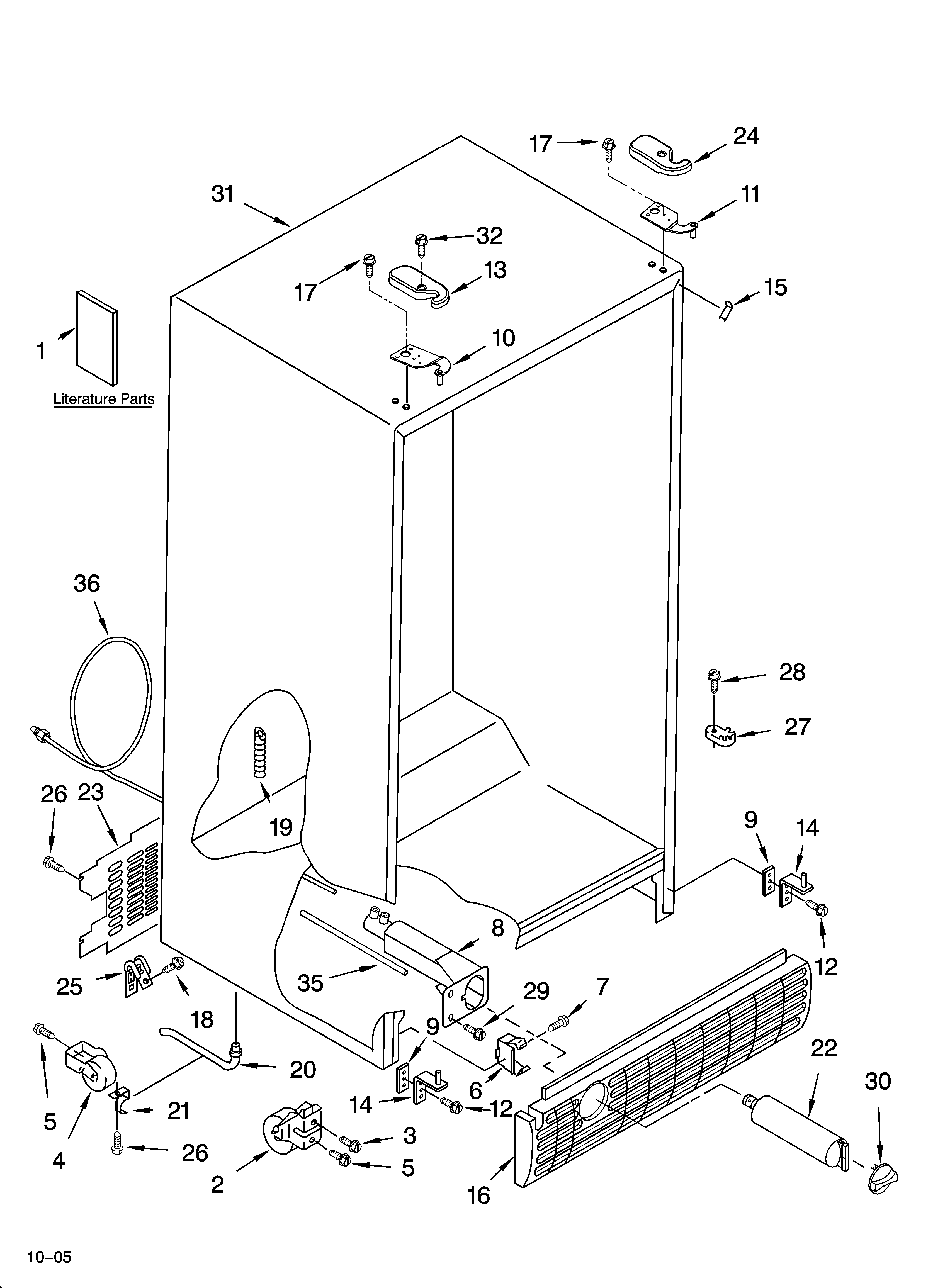 Whirlpool ED2LHAXMT11 cabinet parts diagram