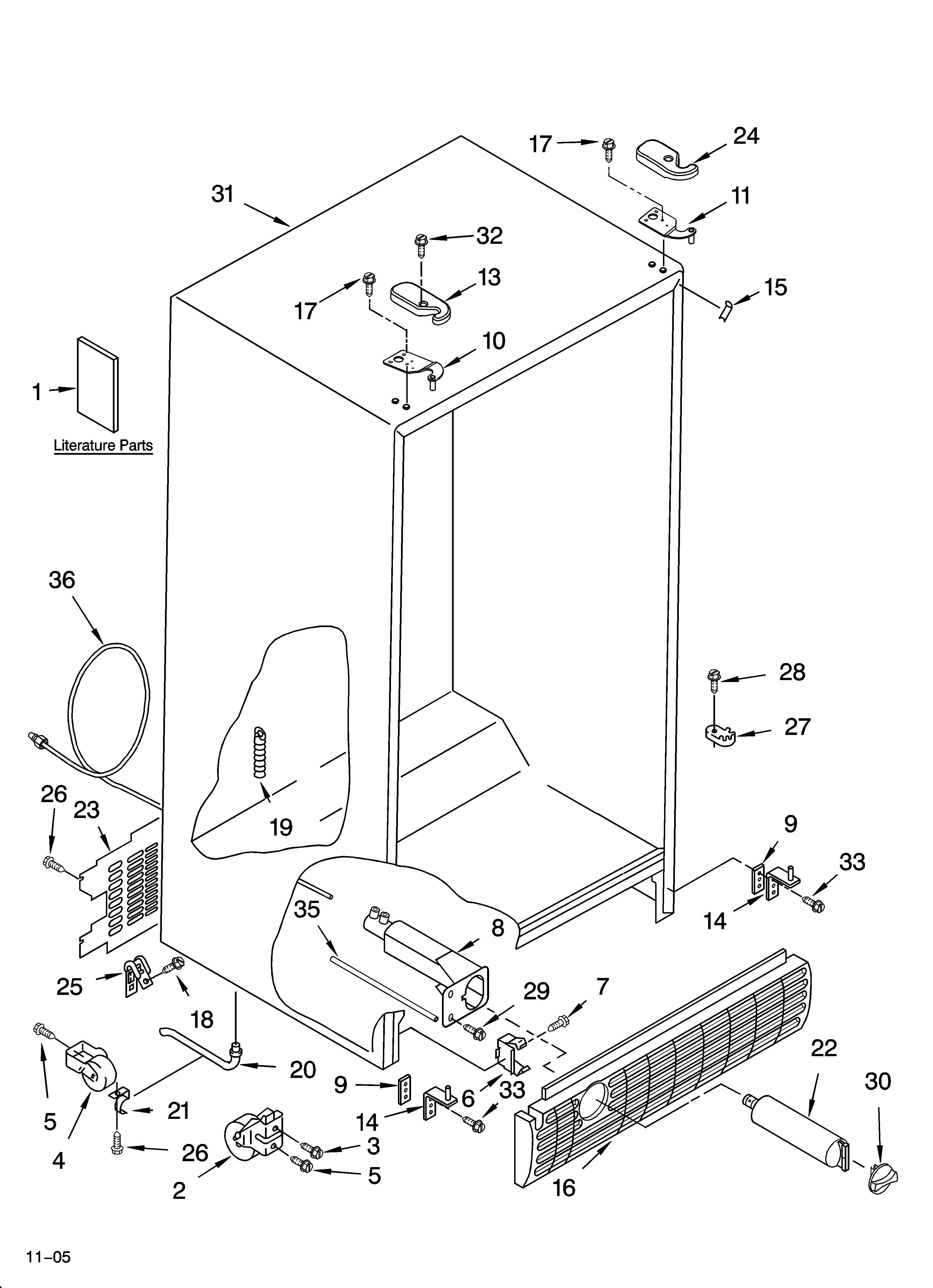 Whirlpool ED2NHAXNL02 cabinet parts diagram