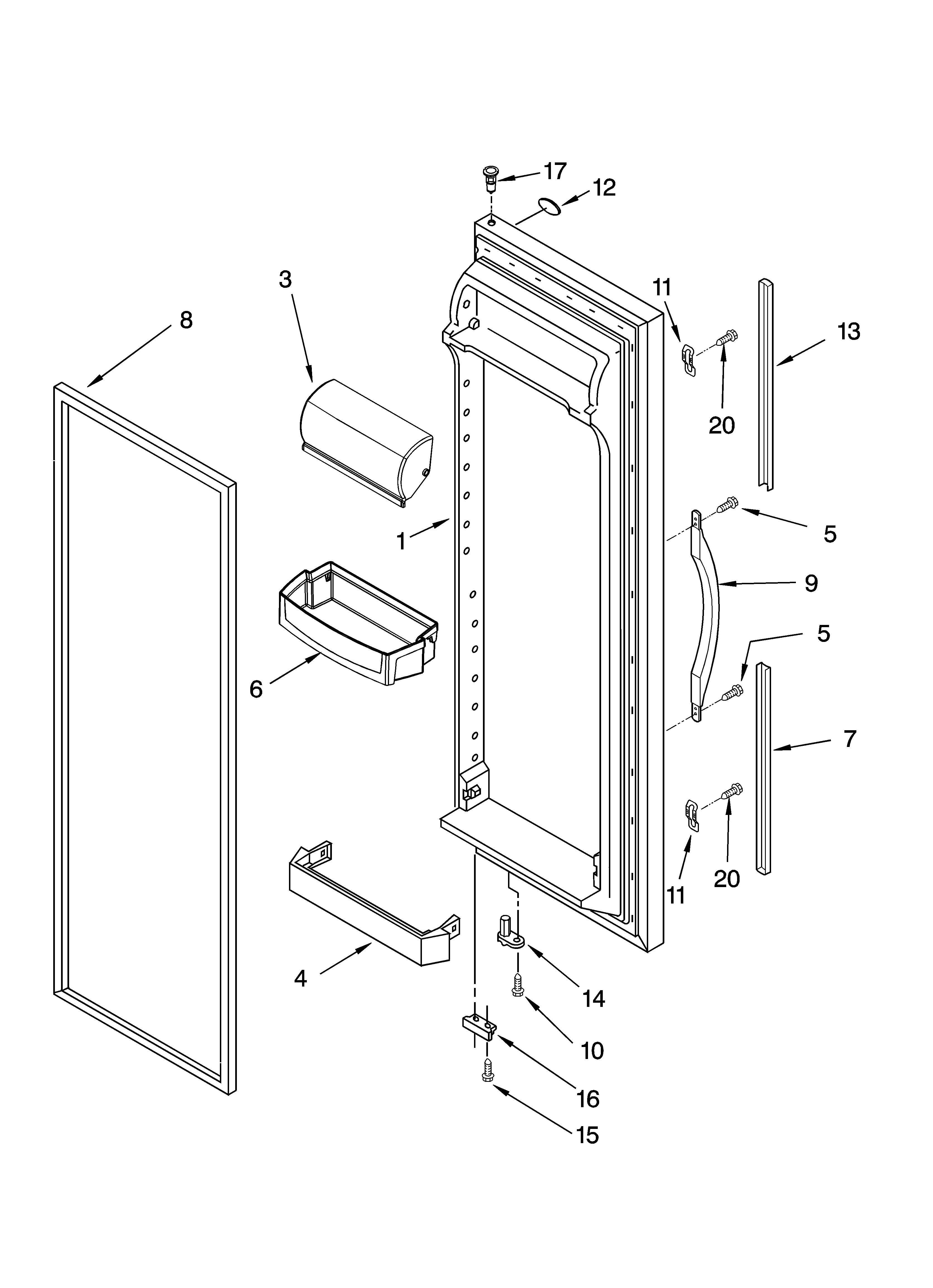 Whirlpool ED2NHAXNL02 refrigerator door parts diagram