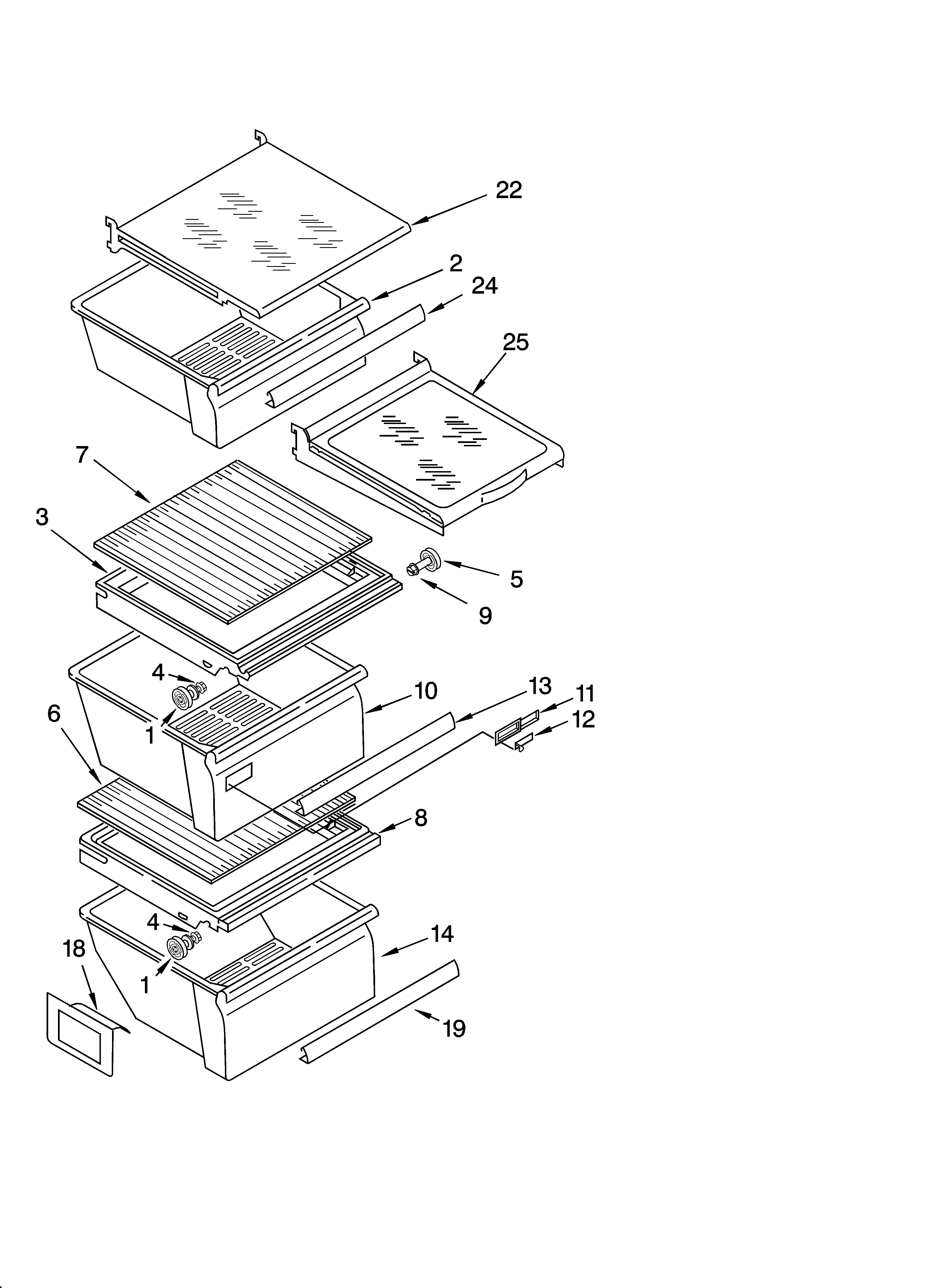 Whirlpool ED5FHAXNQ01 refrigerator shelf parts diagram