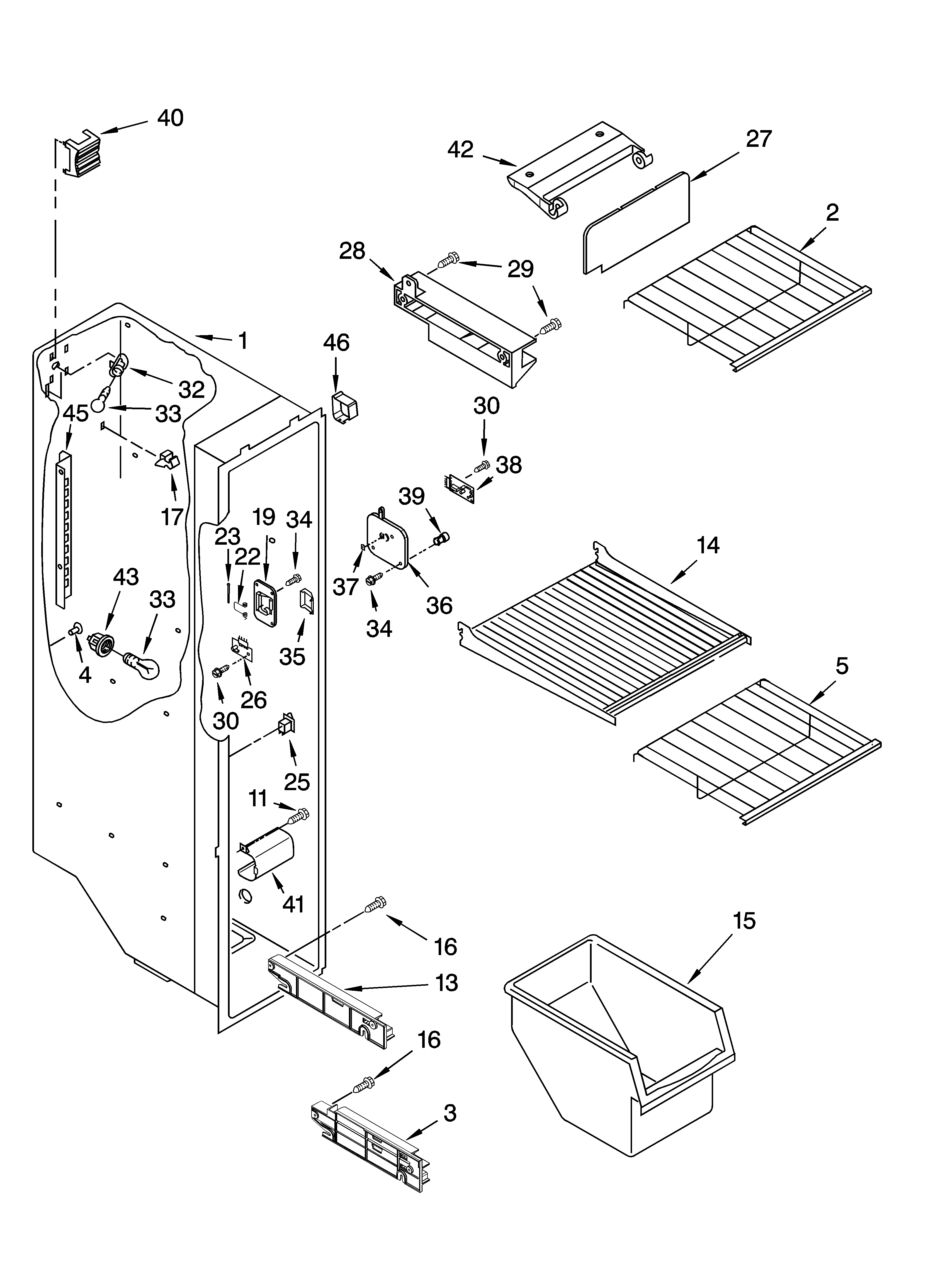 Whirlpool ED5FHAXNQ01 freezer liner parts diagram