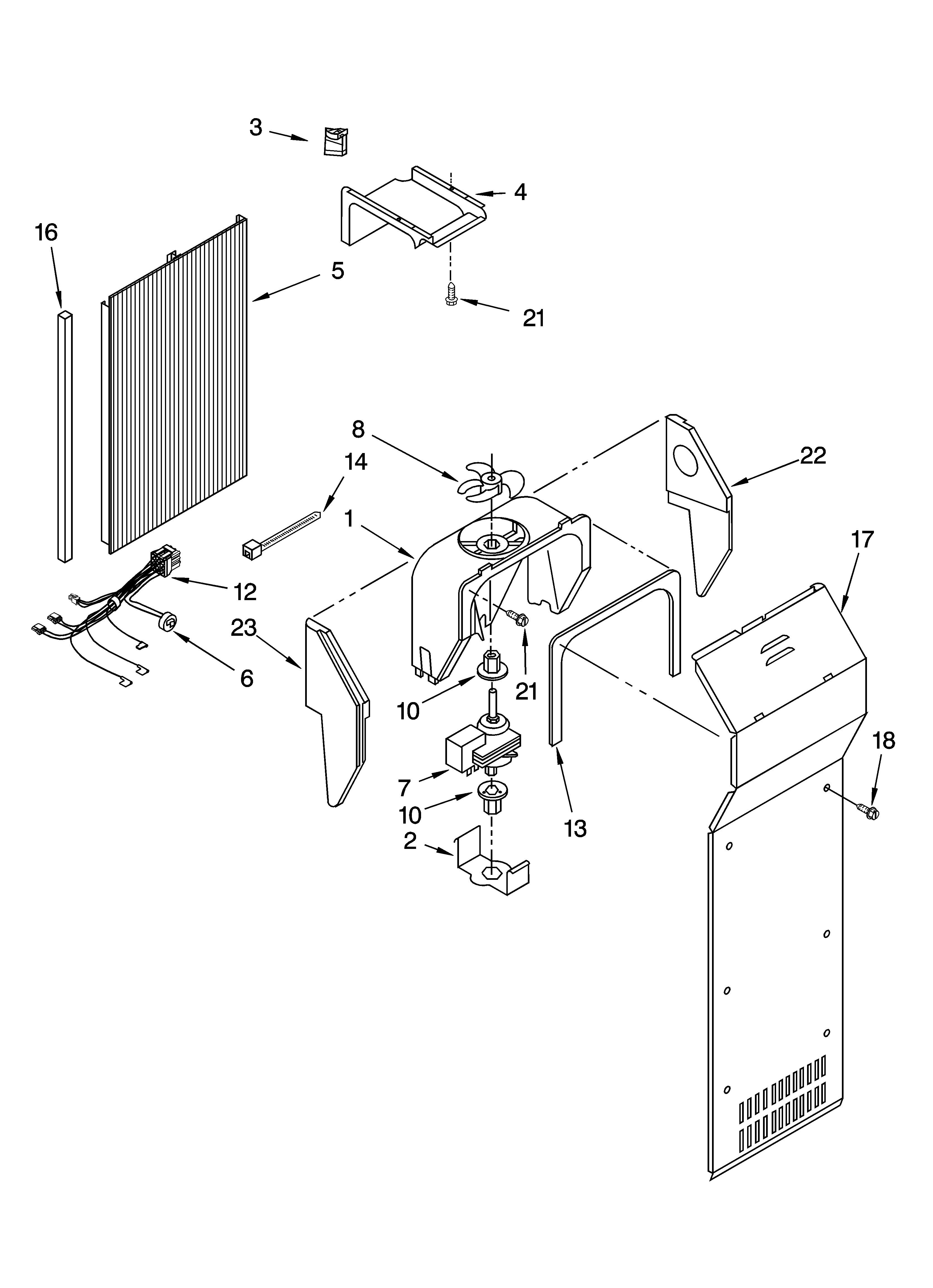 Whirlpool ED5FHAXNQ01 air flow parts diagram