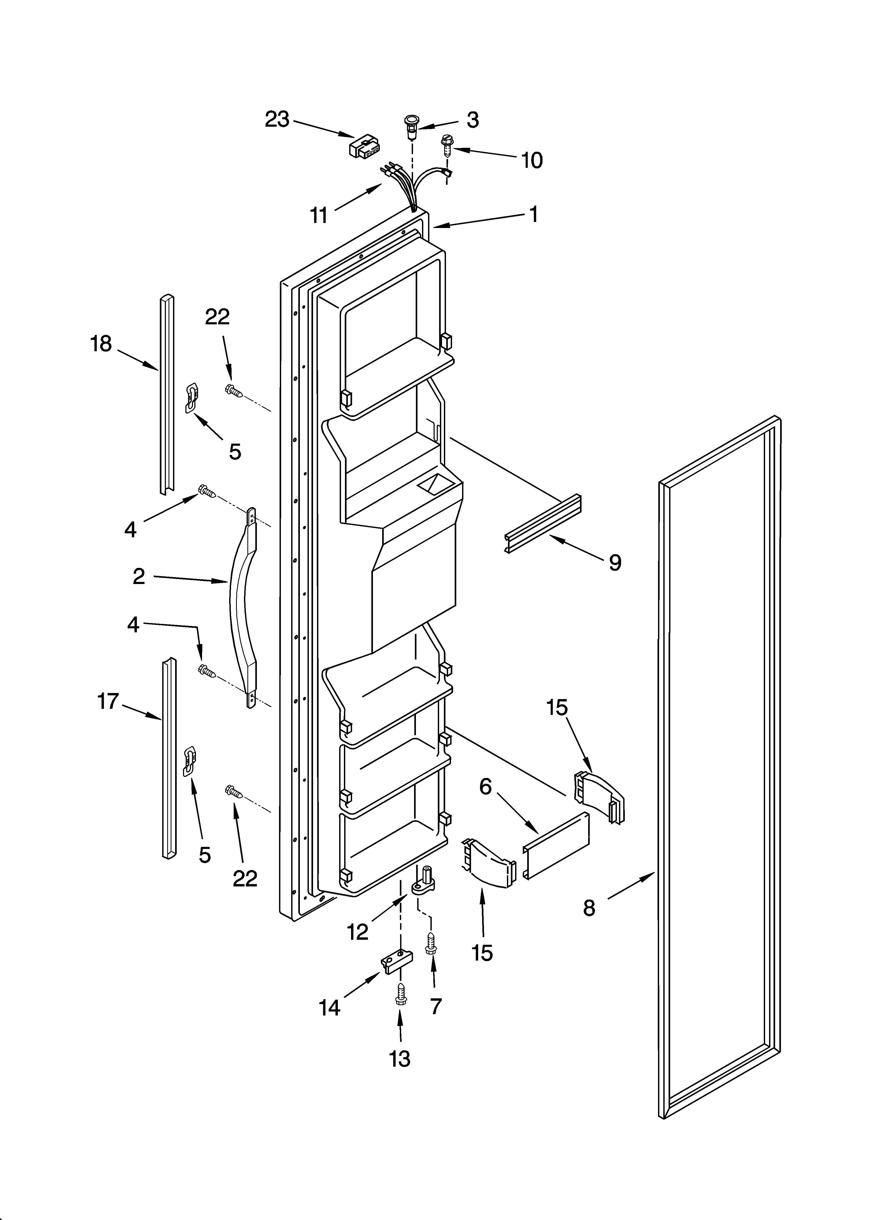 Whirlpool ED5FHEXNL02 freezer door parts diagram