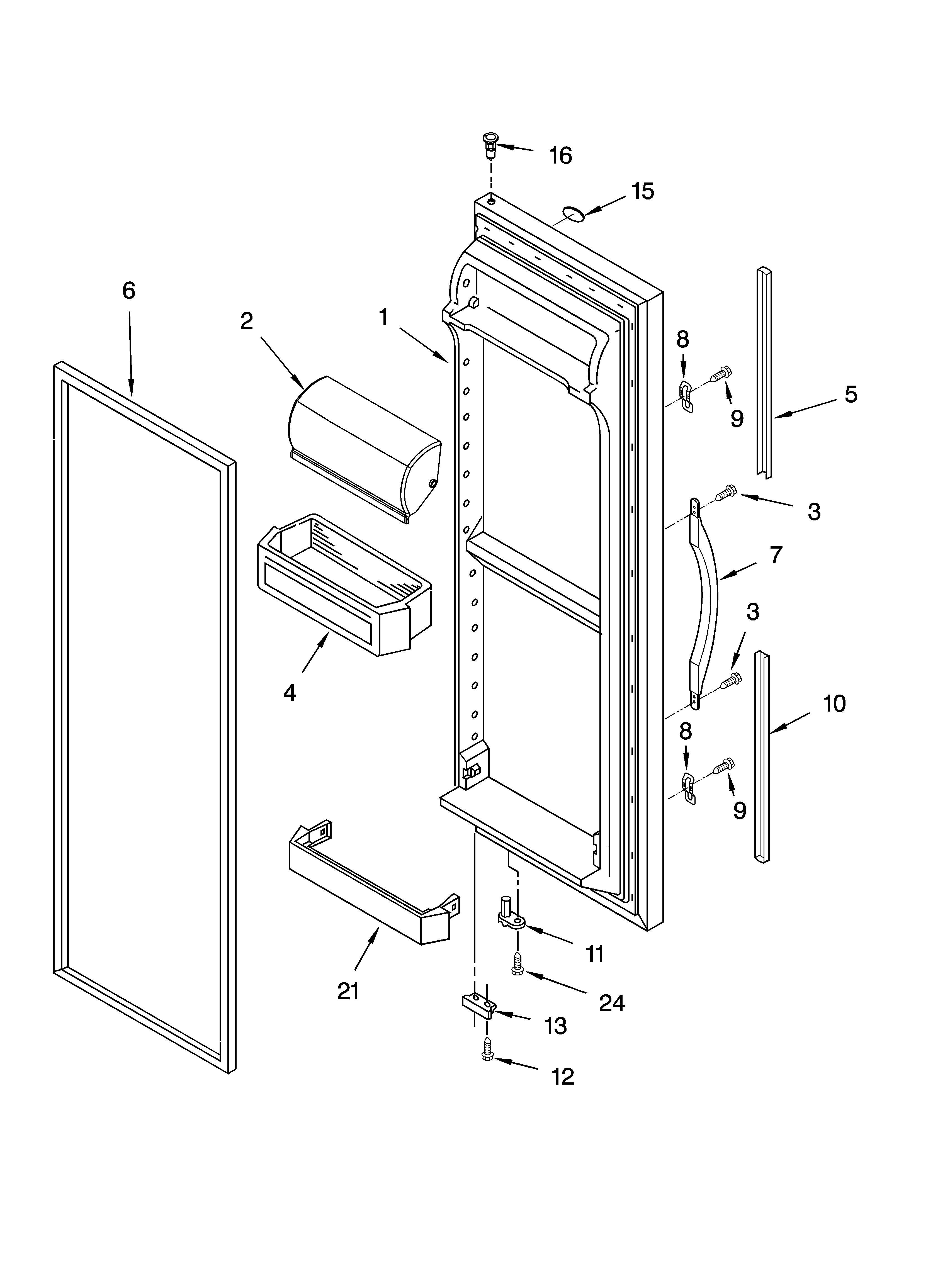 Whirlpool ED5GHEXNQ01 refrigerator door parts diagram