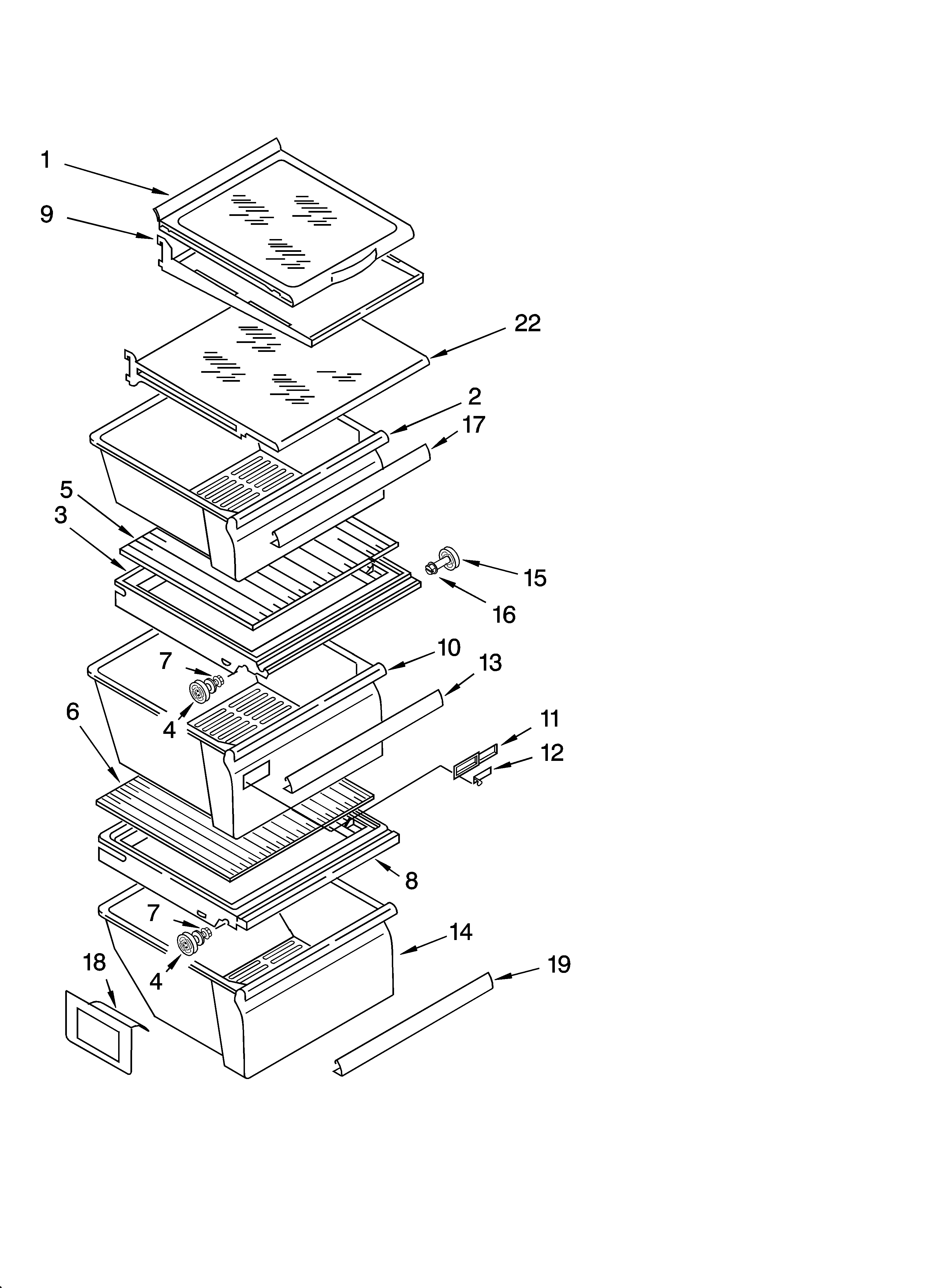Whirlpool ED5LHAXMT11 refrigerator shelf parts diagram