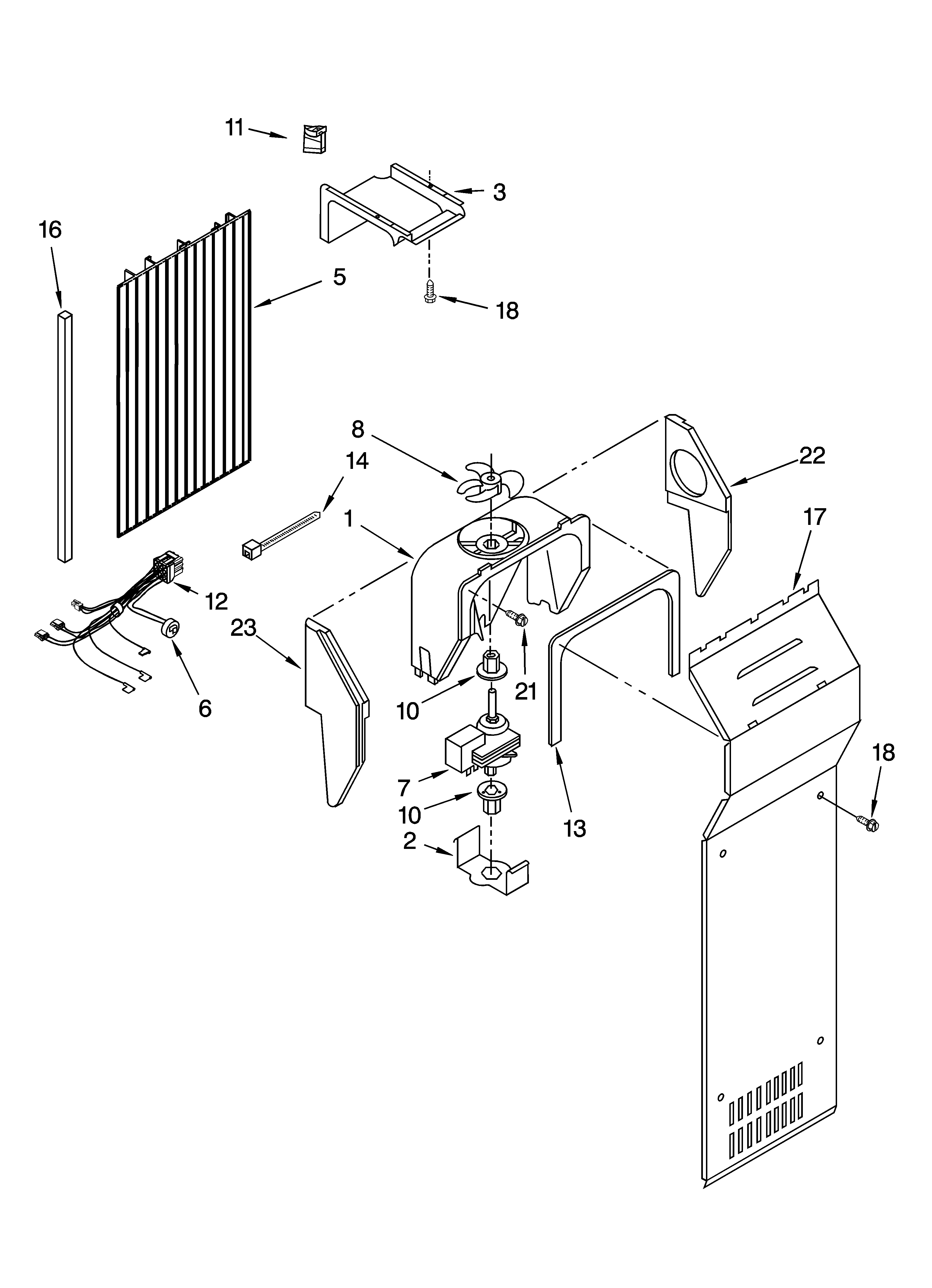 Whirlpool ED5LHAXMT11 air flow parts diagram