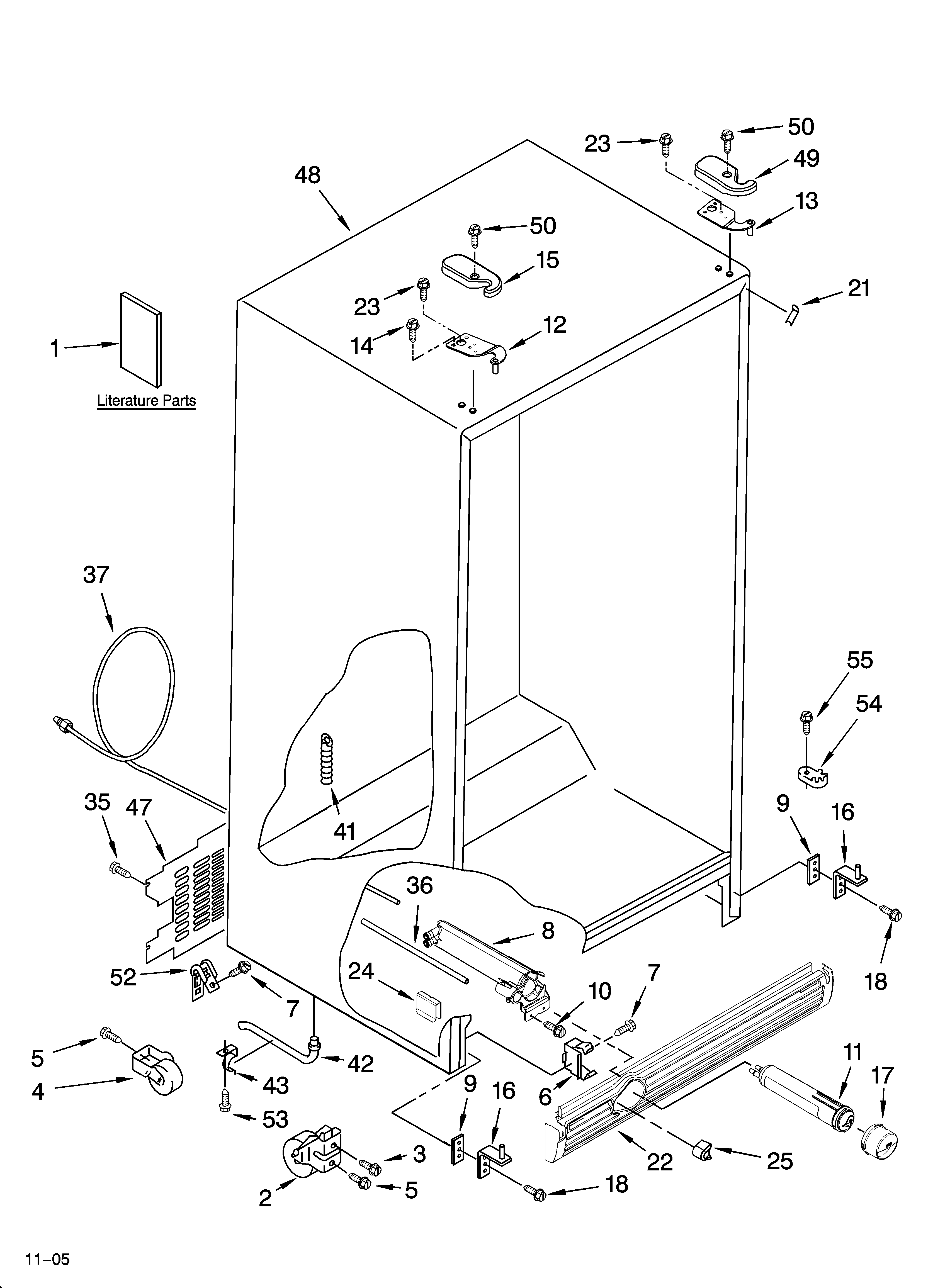 Whirlpool ED5PHEXRT01 cabinet parts diagram