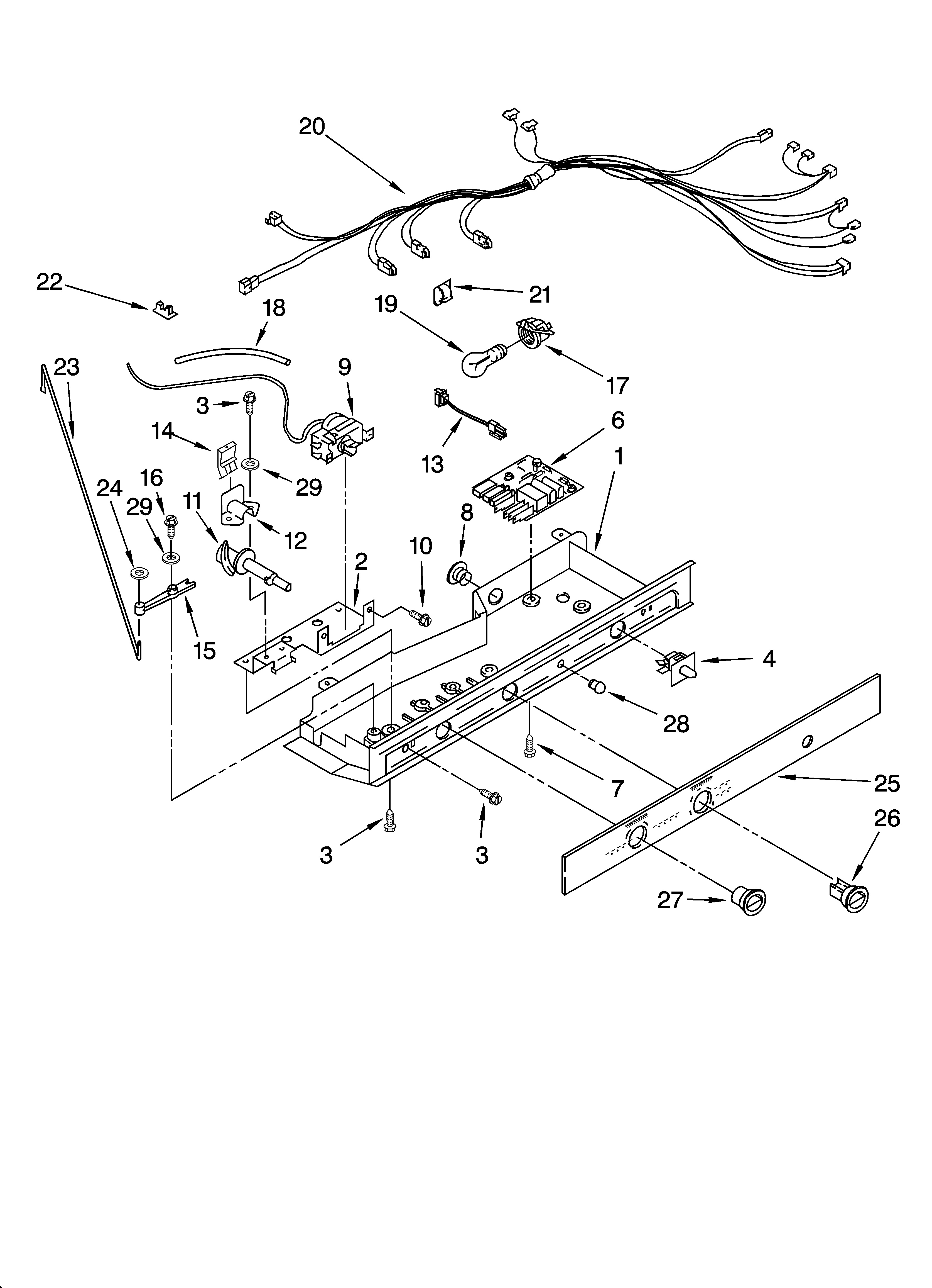 Whirlpool ED5PHEXRT01 control parts diagram