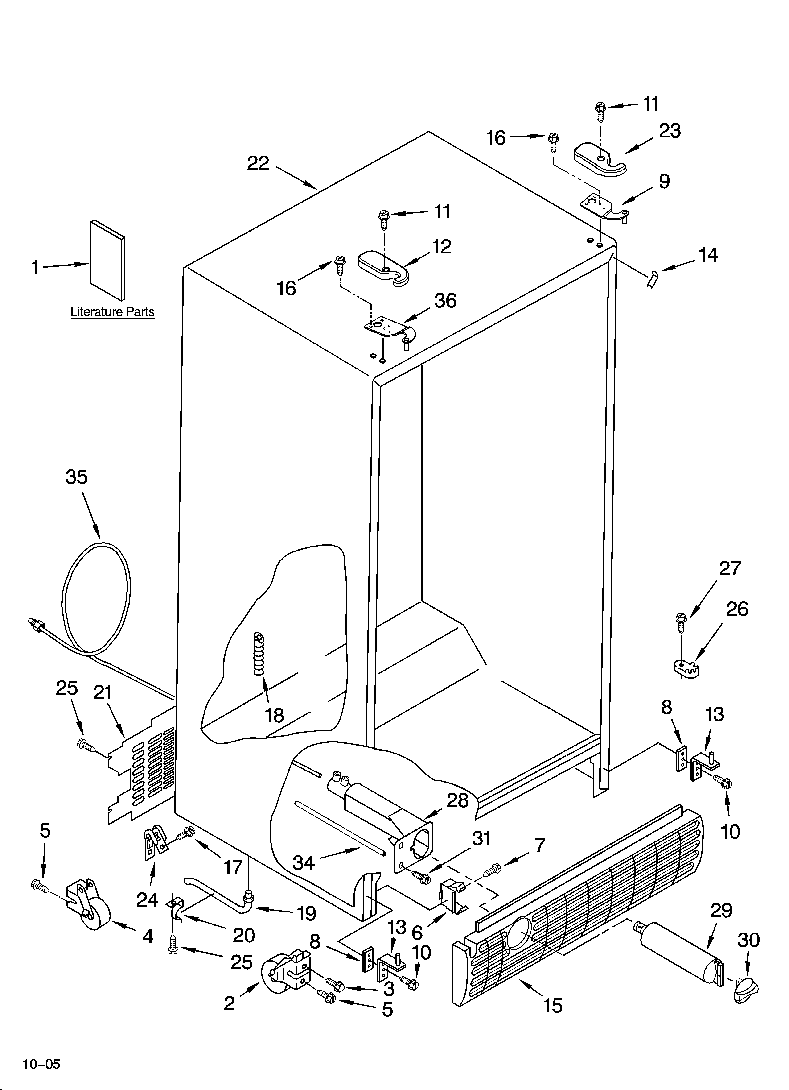 Whirlpool ED5RHAXNT01 cabinet parts diagram