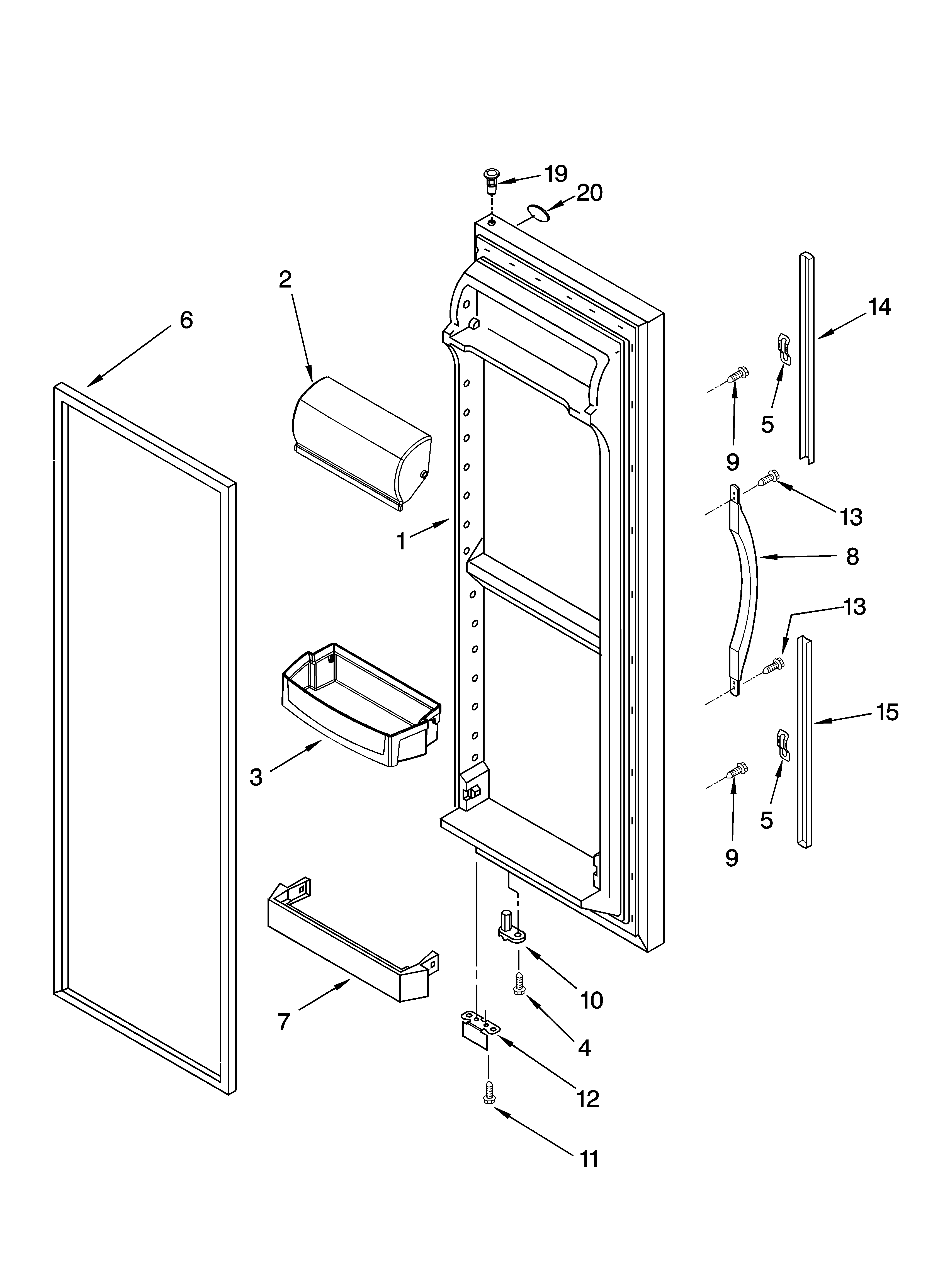 Whirlpool ED5RHAXNT01 refrigerator door parts diagram
