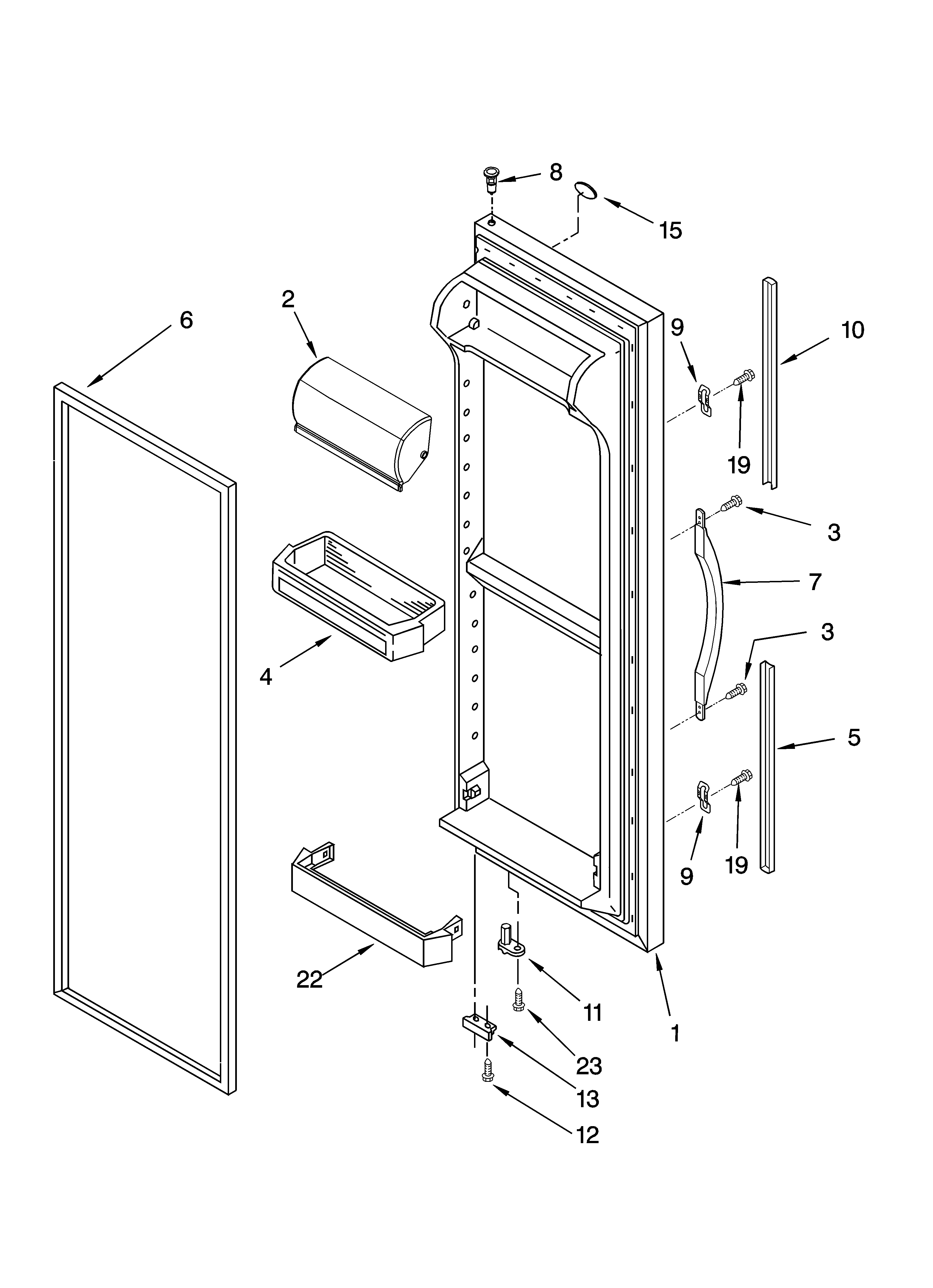 Whirlpool ED5VHGXMQ11 refrigerator door parts diagram