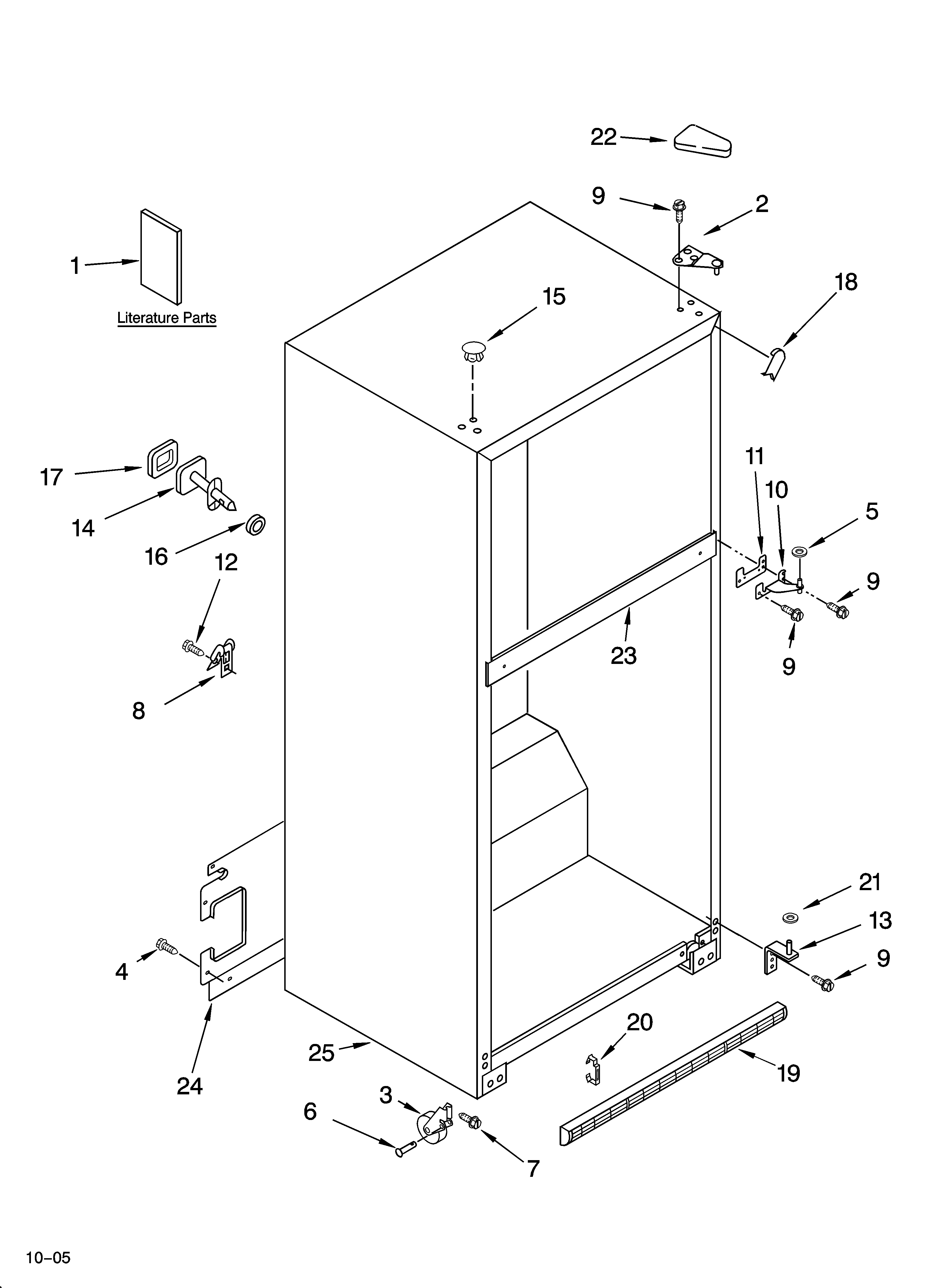 Whirlpool ET1MHKXMB03 cabinet parts diagram