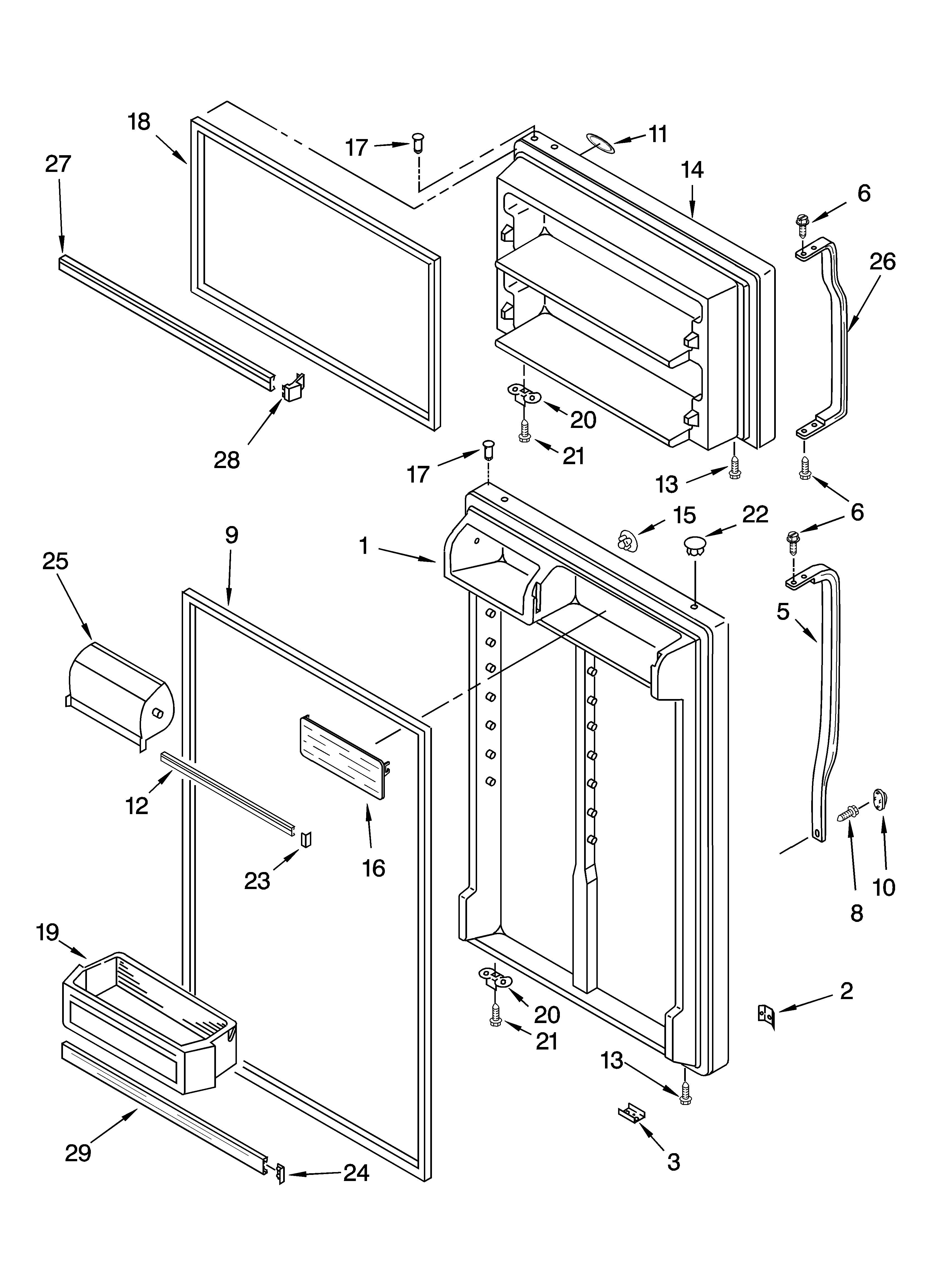Whirlpool ET1MHKXMB03 door parts diagram