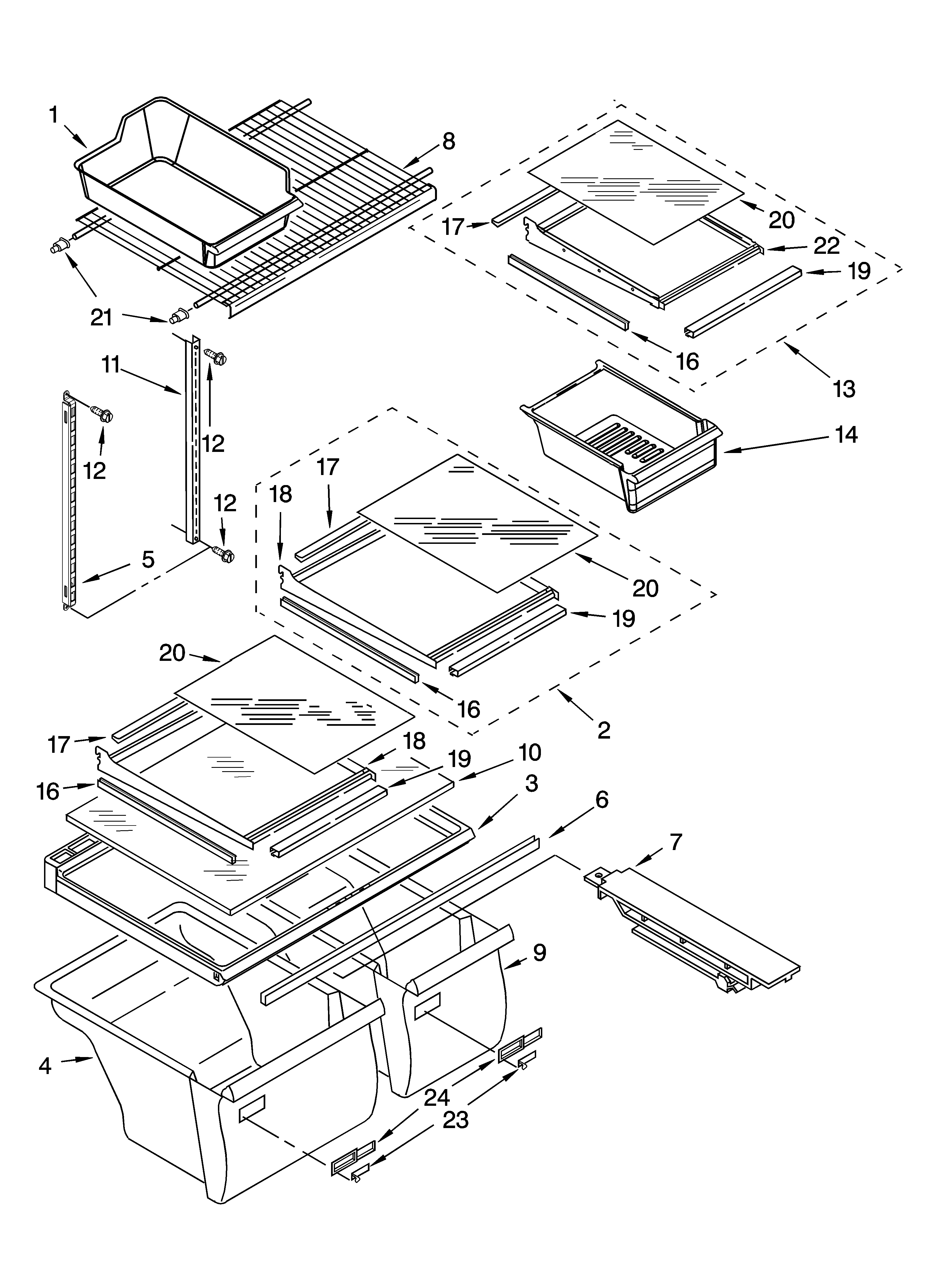 Whirlpool ET8CHMXKQ06 shelf parts diagram
