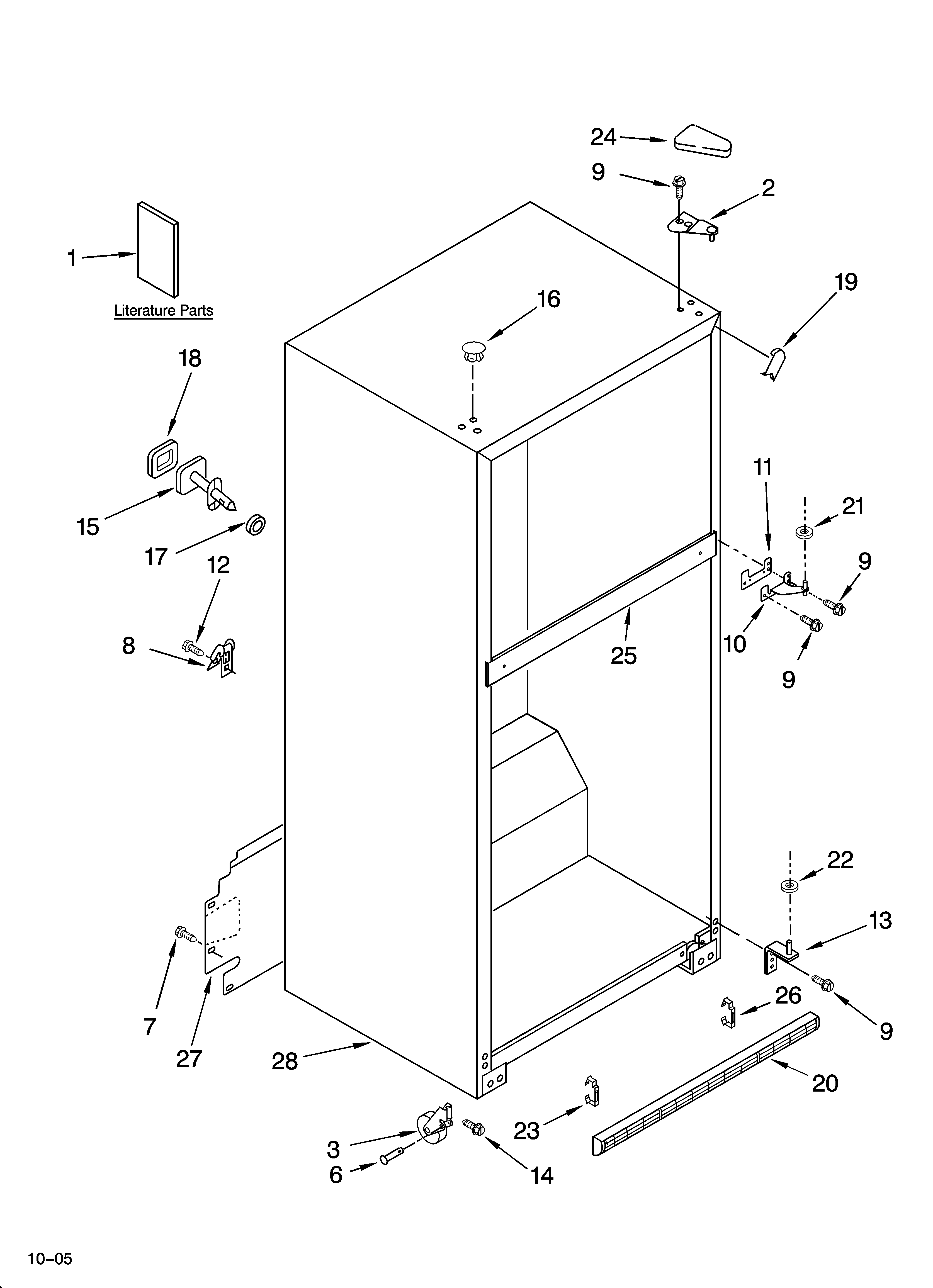 Whirlpool ET8FTEXMB03 cabinet parts diagram