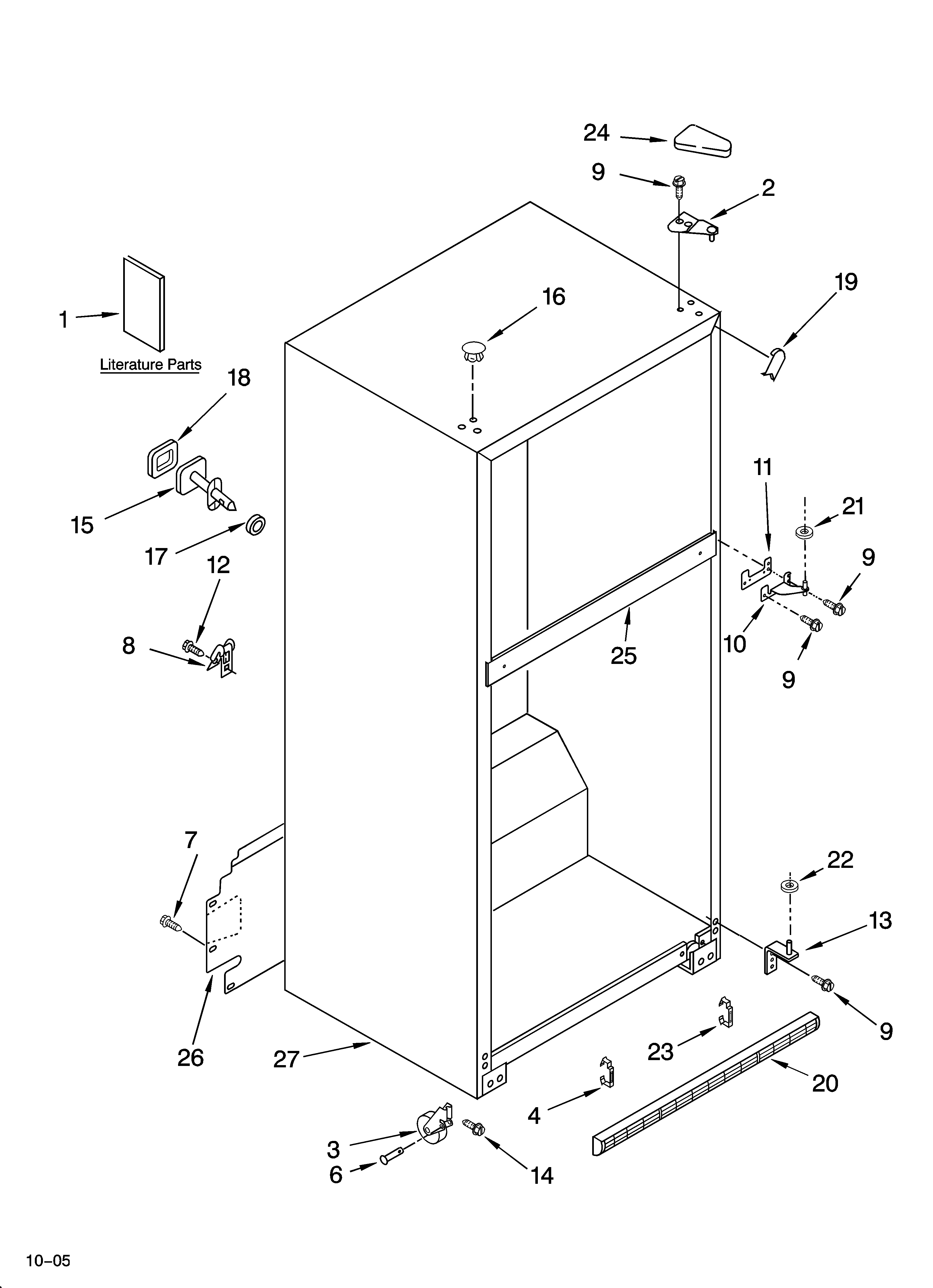 Whirlpool ET8LFKXKQ06 cabinet parts diagram