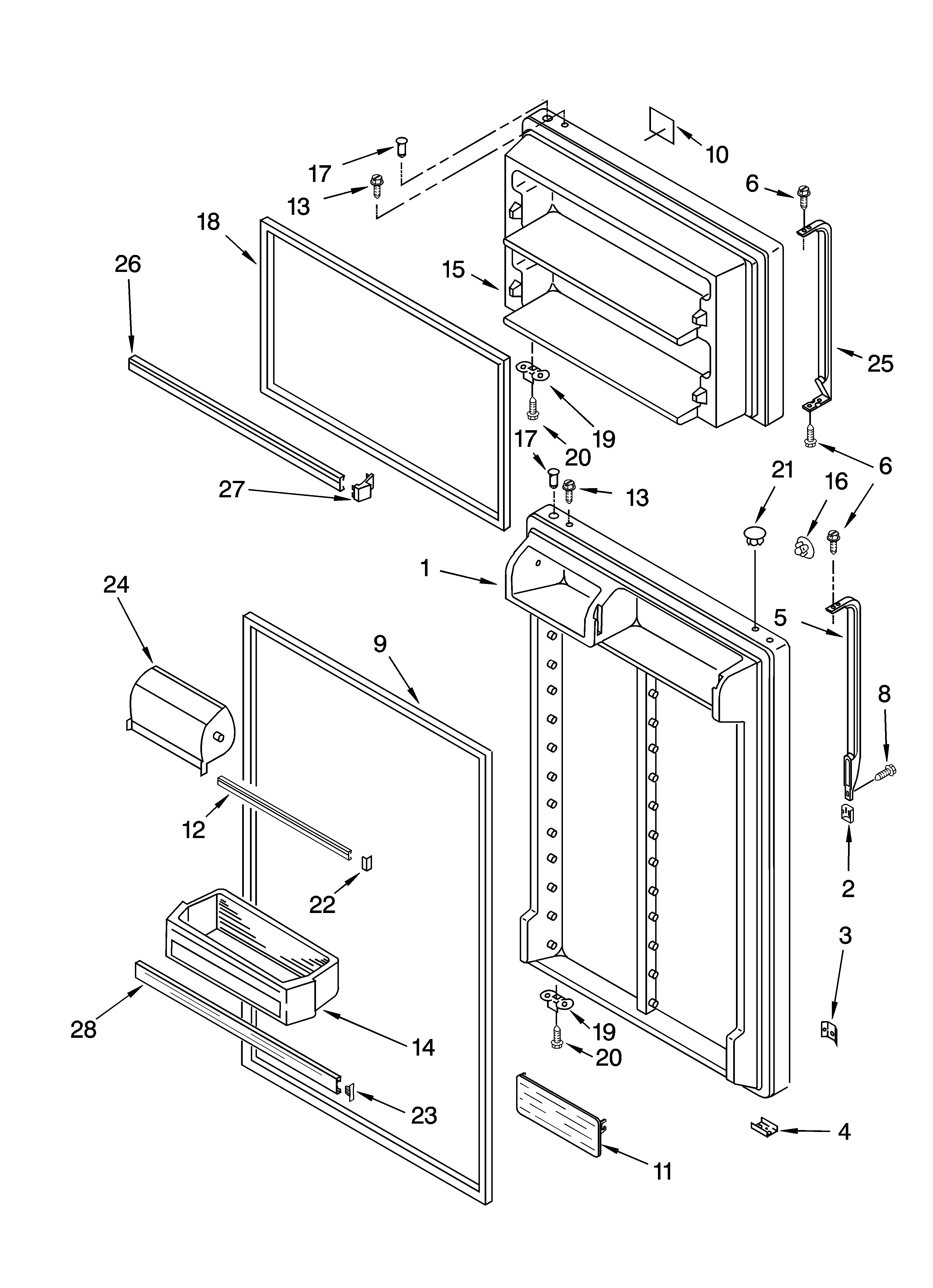 Whirlpool ET8LFKXKQ06 door parts diagram