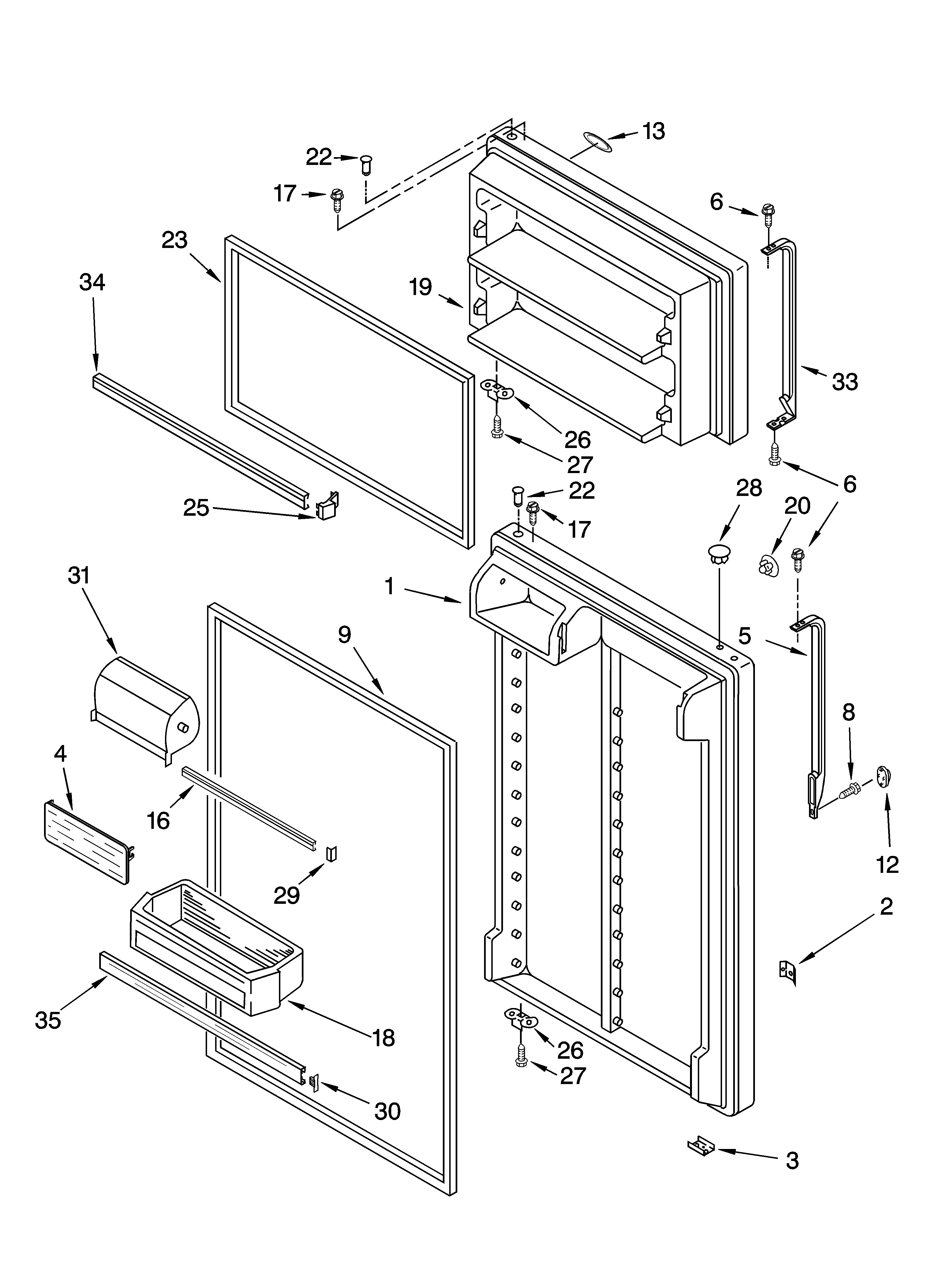 Whirlpool ET8MHEXRB01 door parts diagram