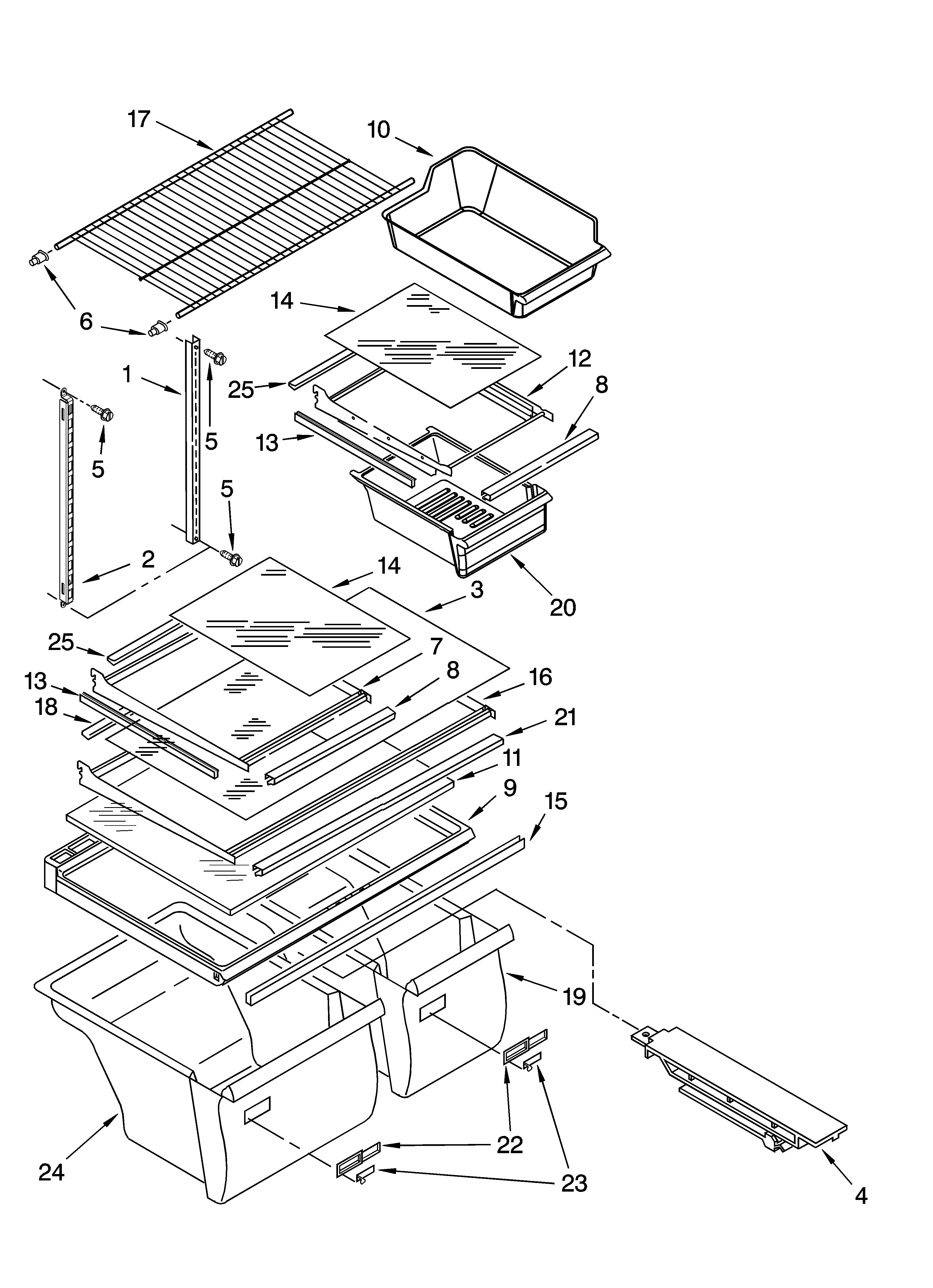 Whirlpool ET8MHEXRB01 shelf parts, optional parts diagram