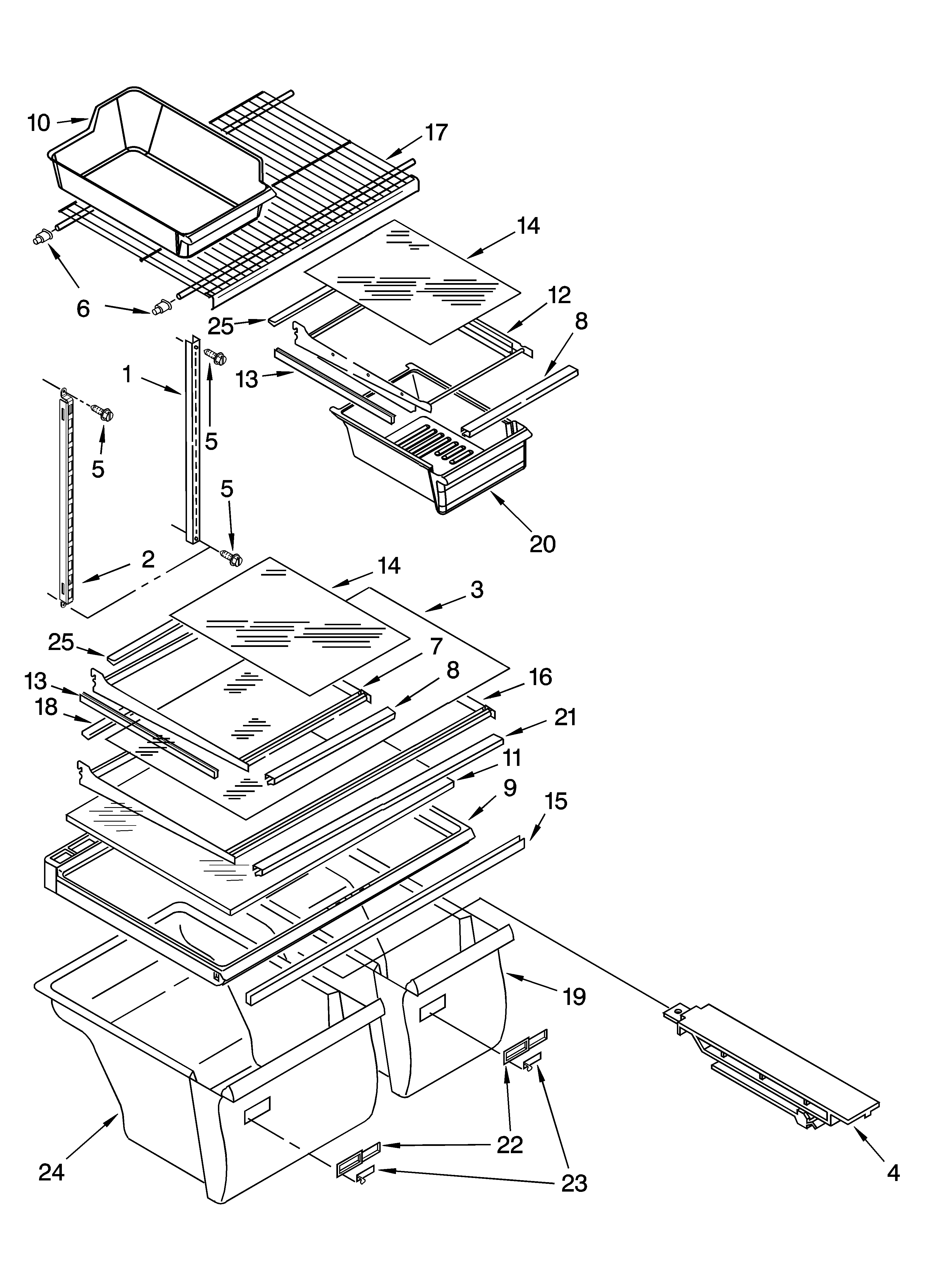 Whirlpool ET8MHMXRT01 shelf parts, optional parts diagram
