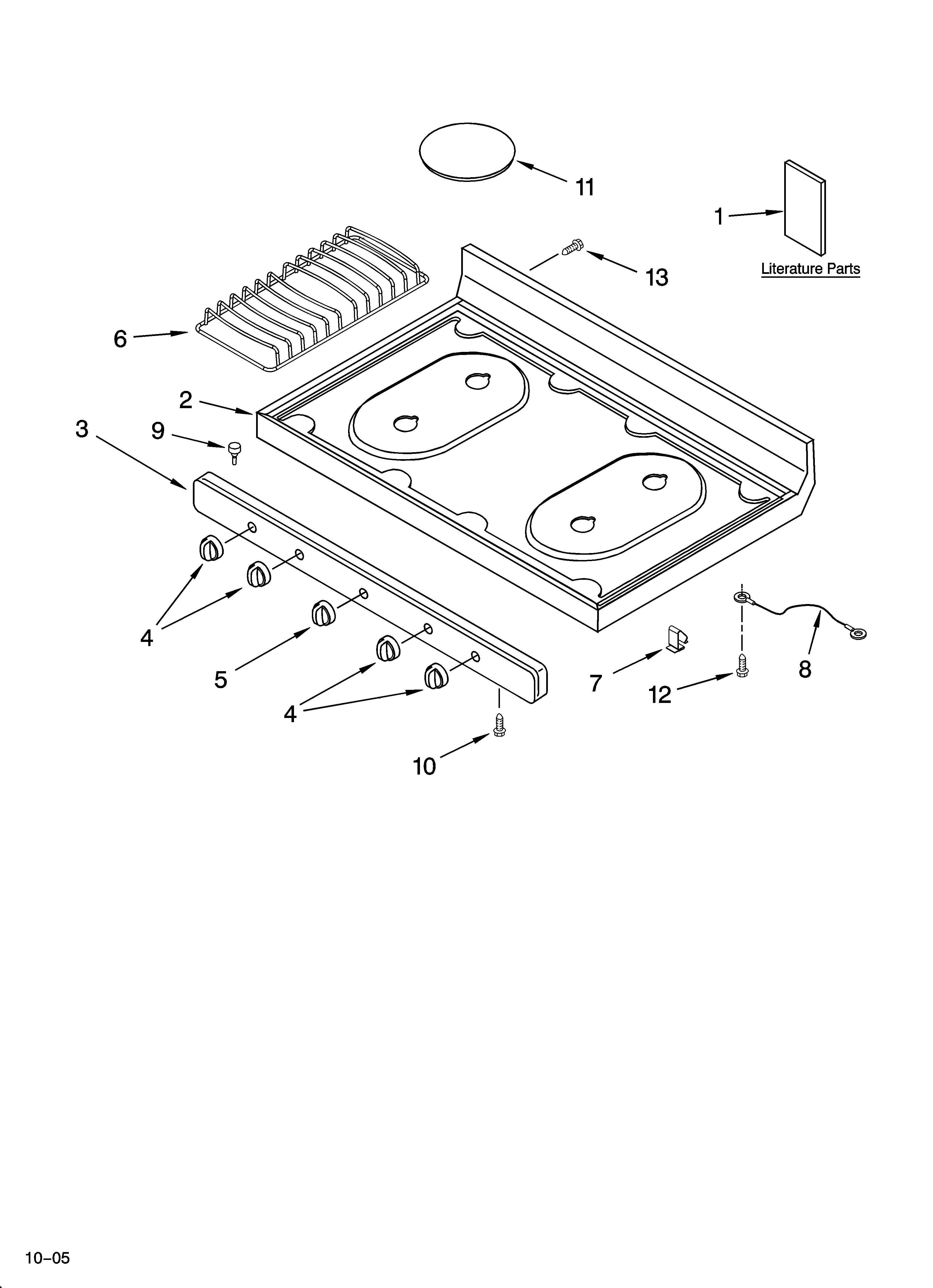 Roper FGP305KW4 cooktop parts diagram