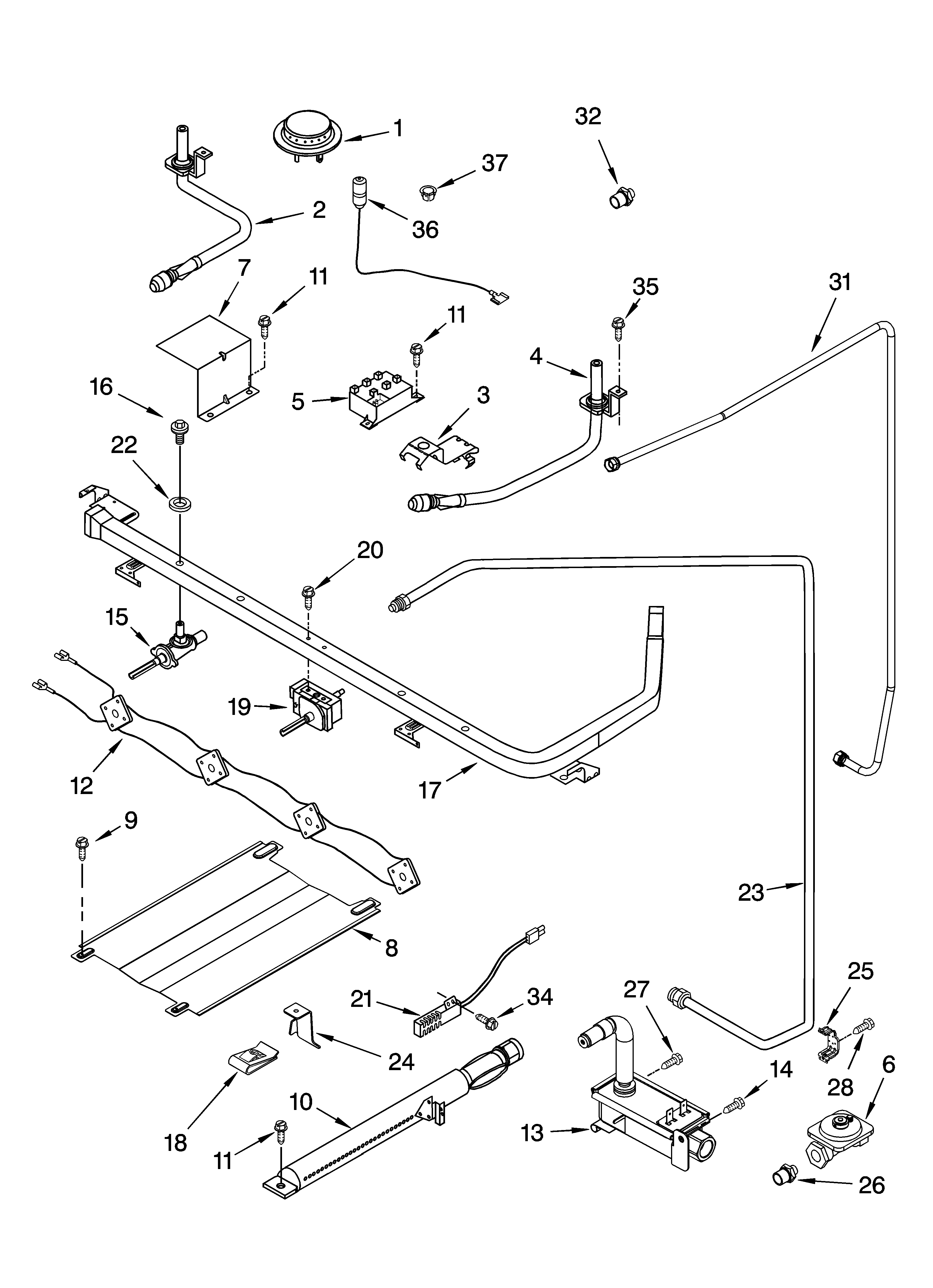 Roper FGP305KW4 manifold parts diagram