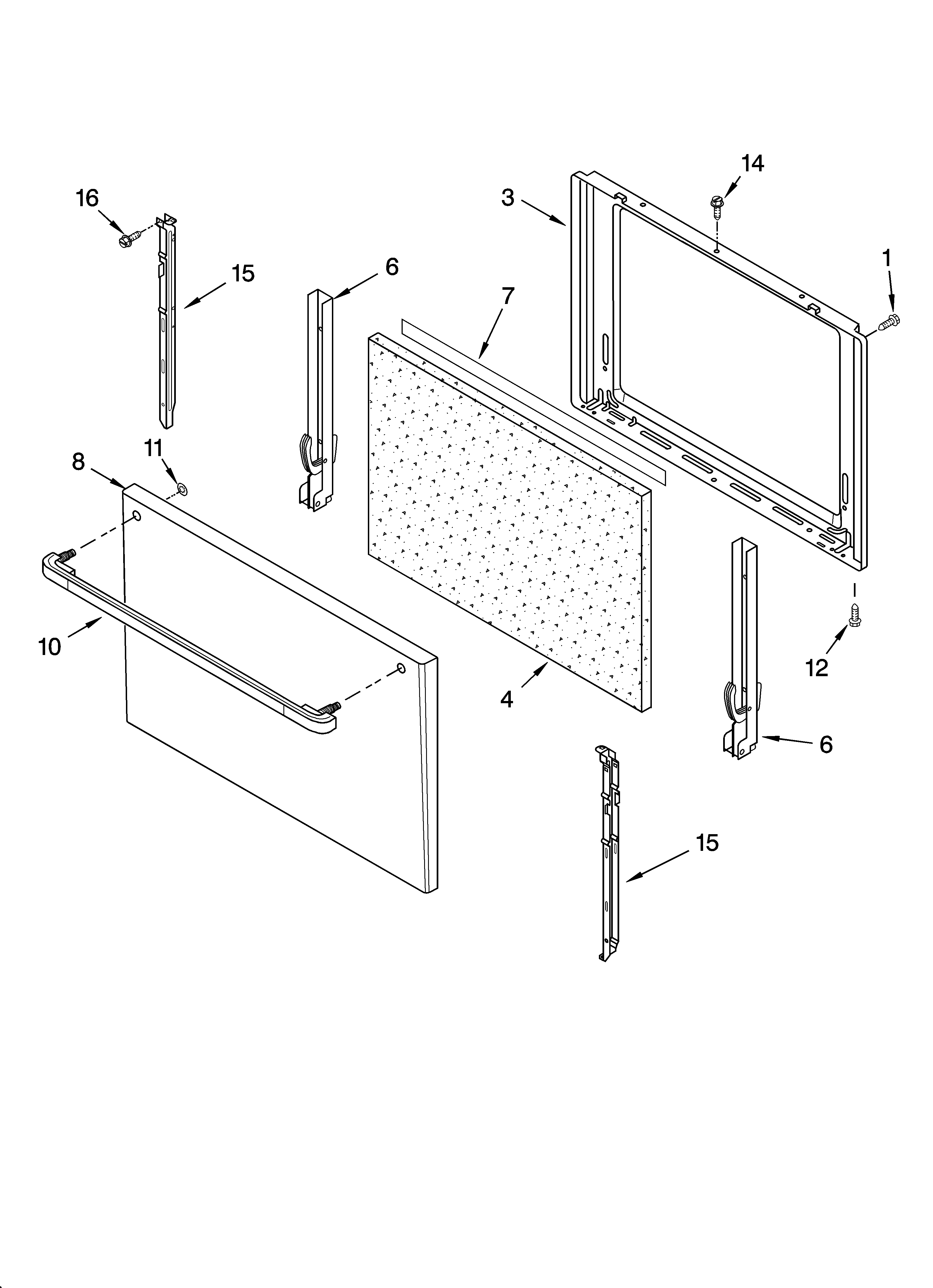 Roper FGP305KW4 door parts, optional parts diagram