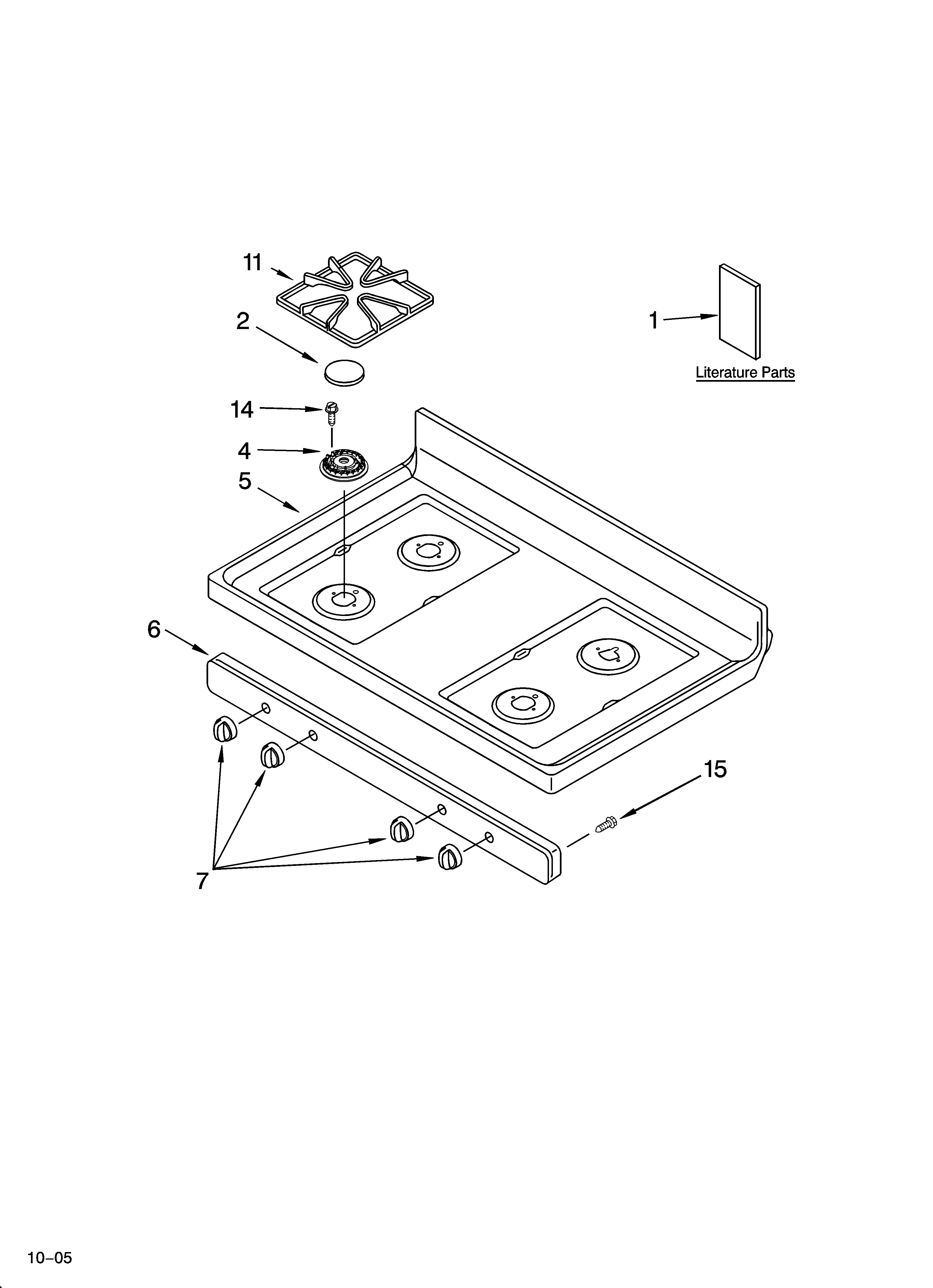 Roper FGS326RD1 cooktop parts diagram