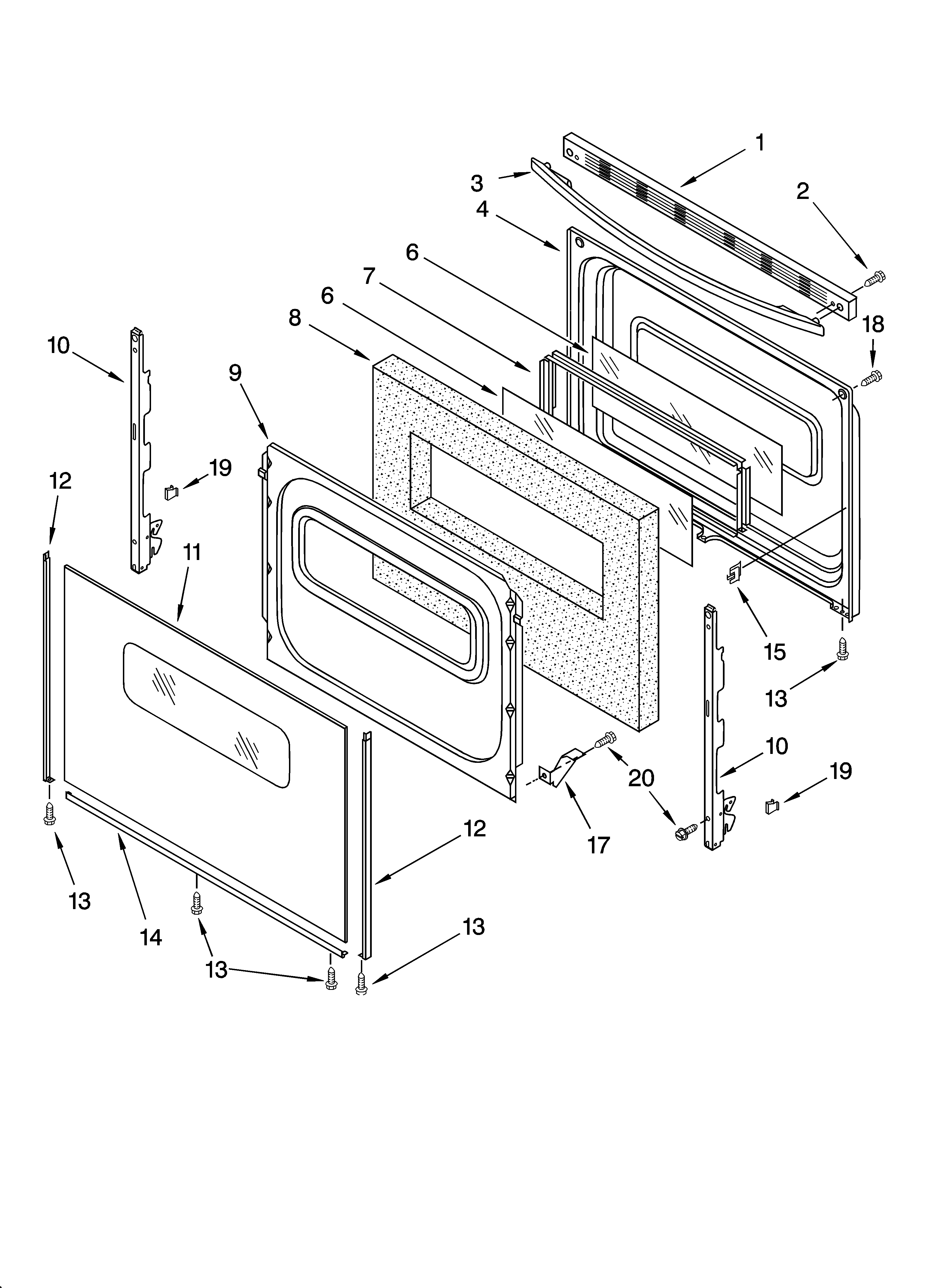 Roper FGS326RD1 door parts, optional parts diagram