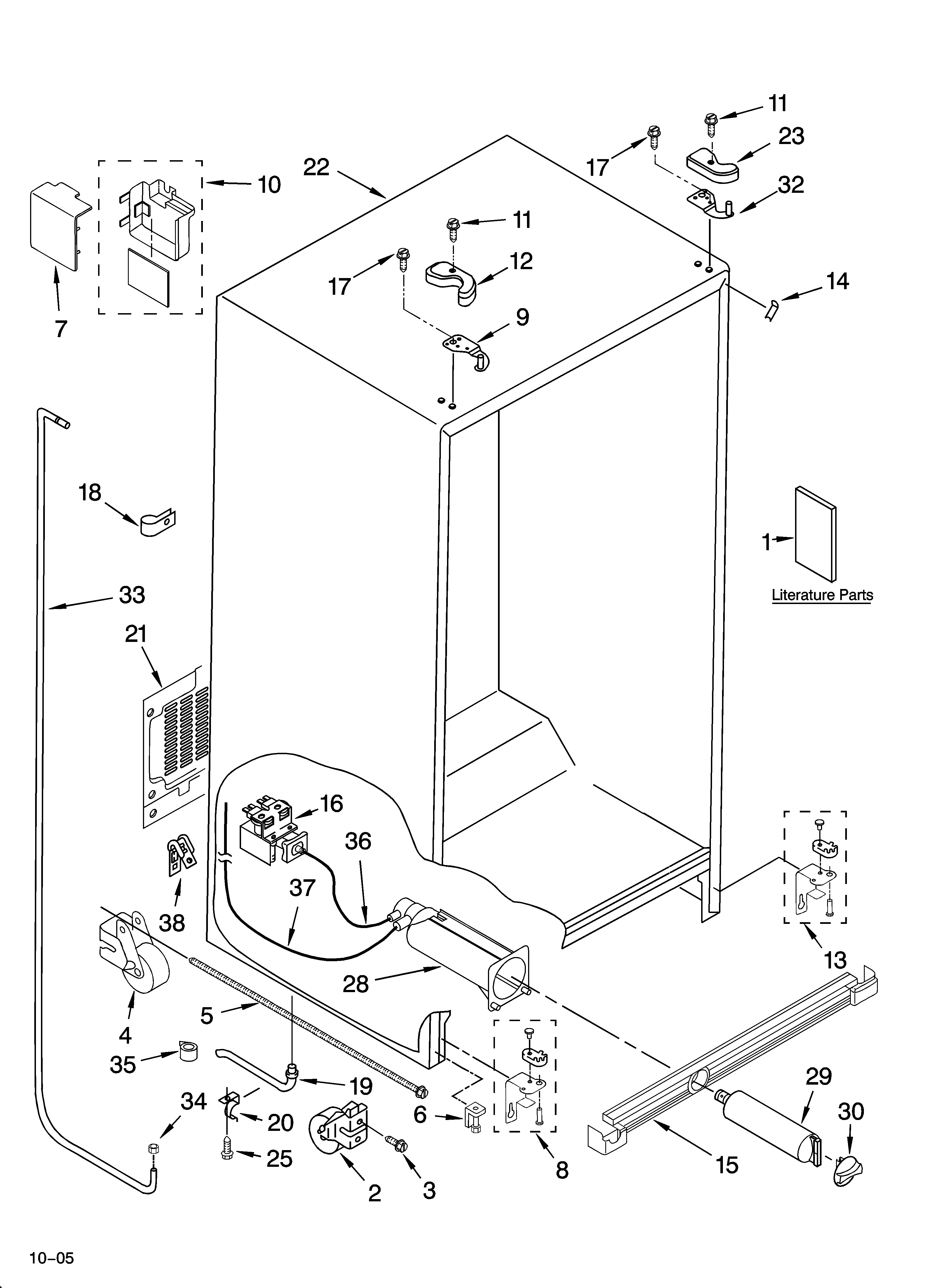 Whirlpool GC1SHAXMQ00 cabinet parts diagram